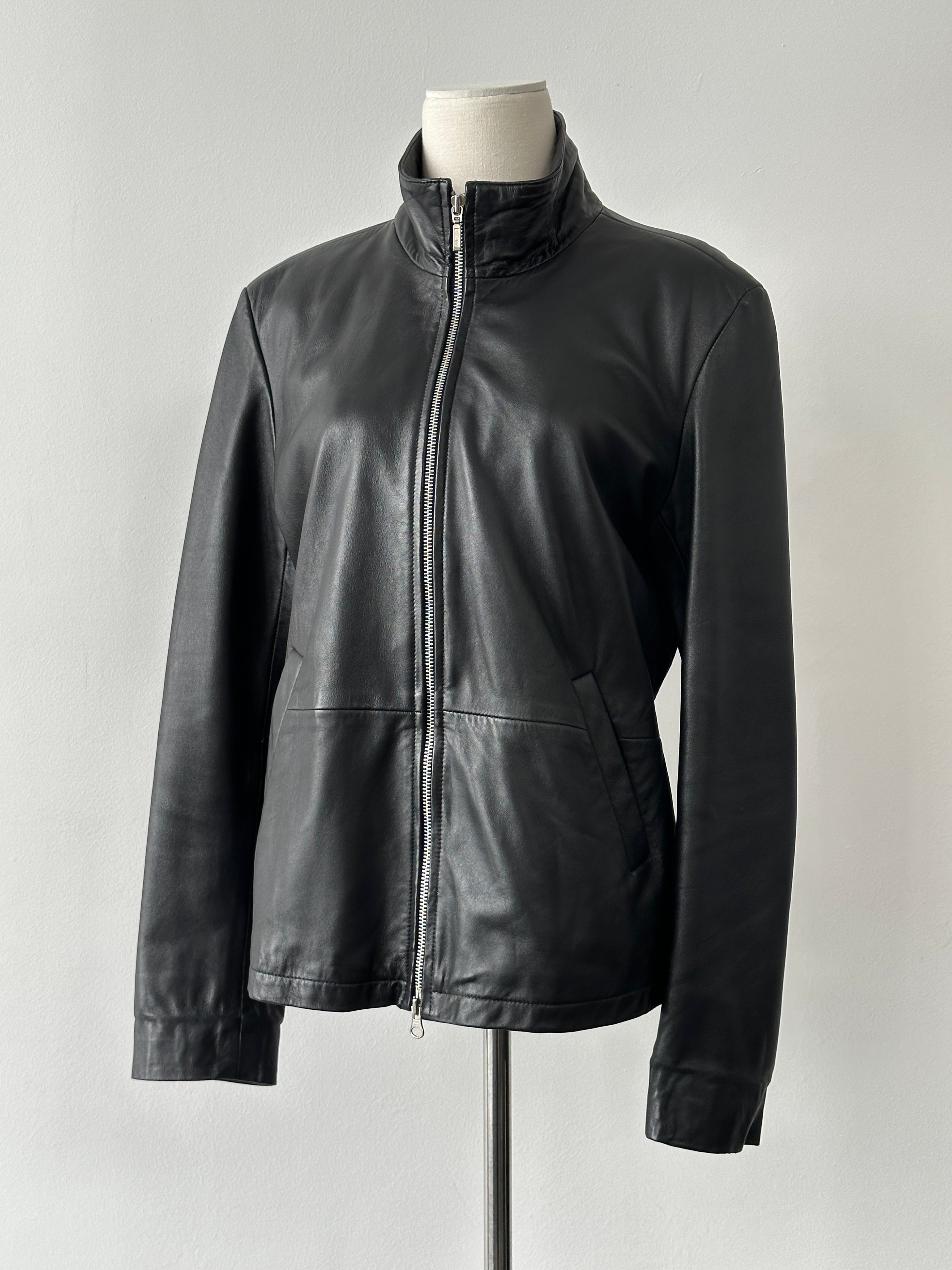 Vintage 2000s Double Zip Leather Jacket - S-M