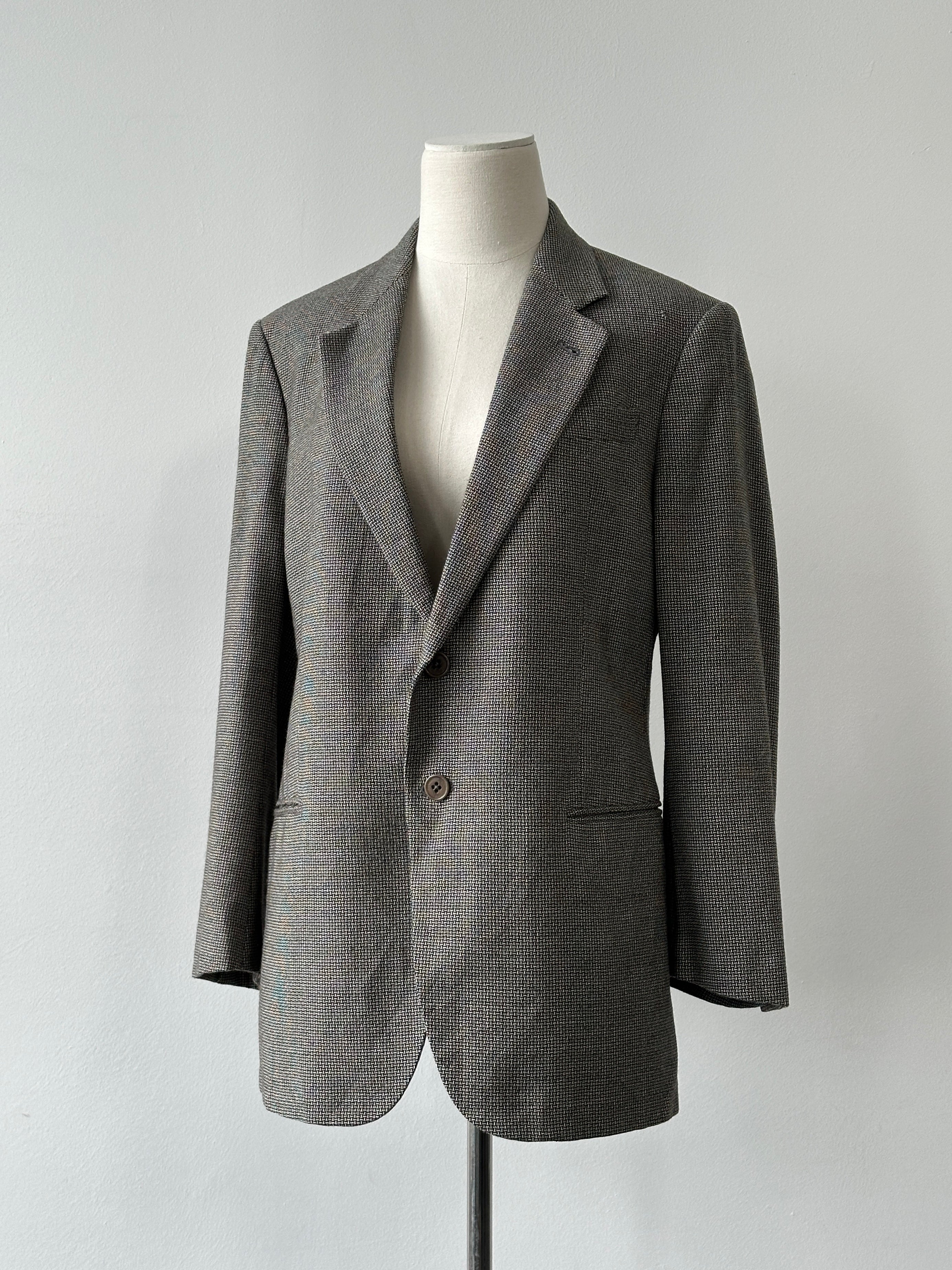 Armani Collezioni 1990s Wool Check Single Breasted Blazer - M