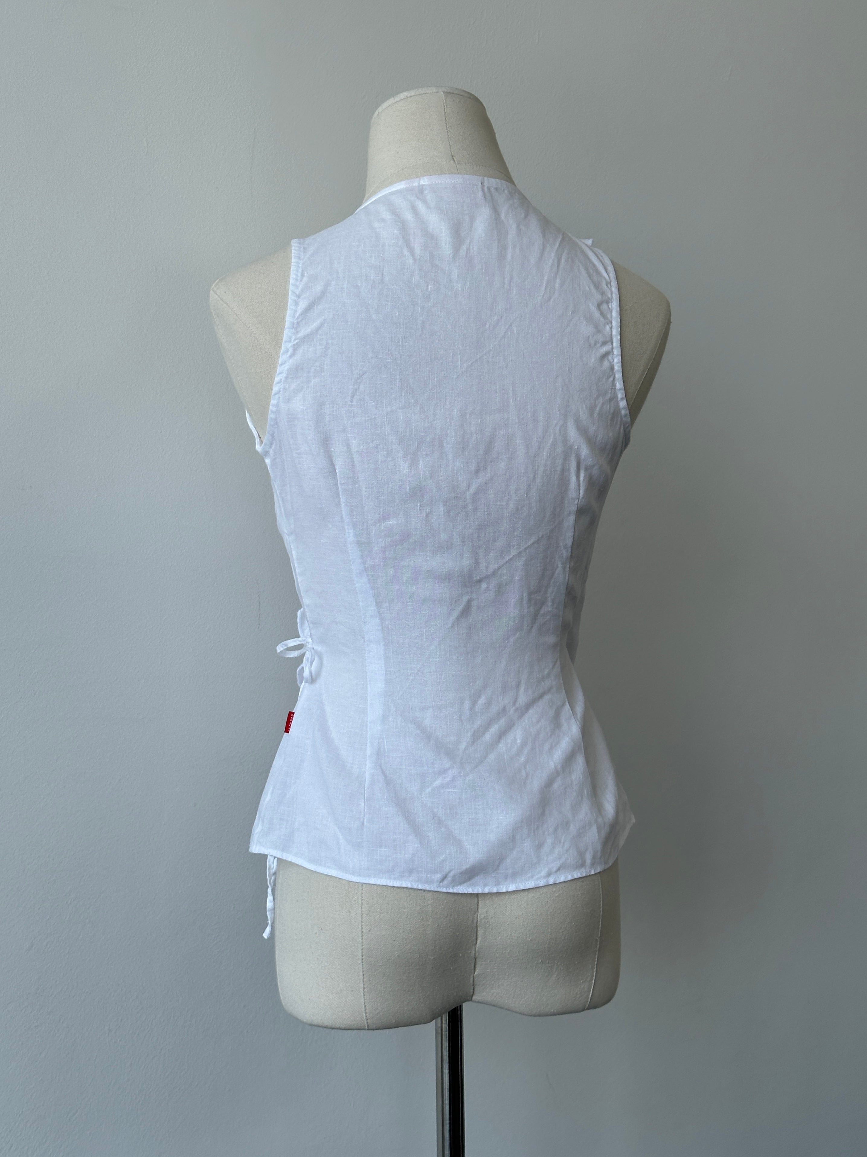 Vintage 2000s Pure Linen Wrap Top - xs