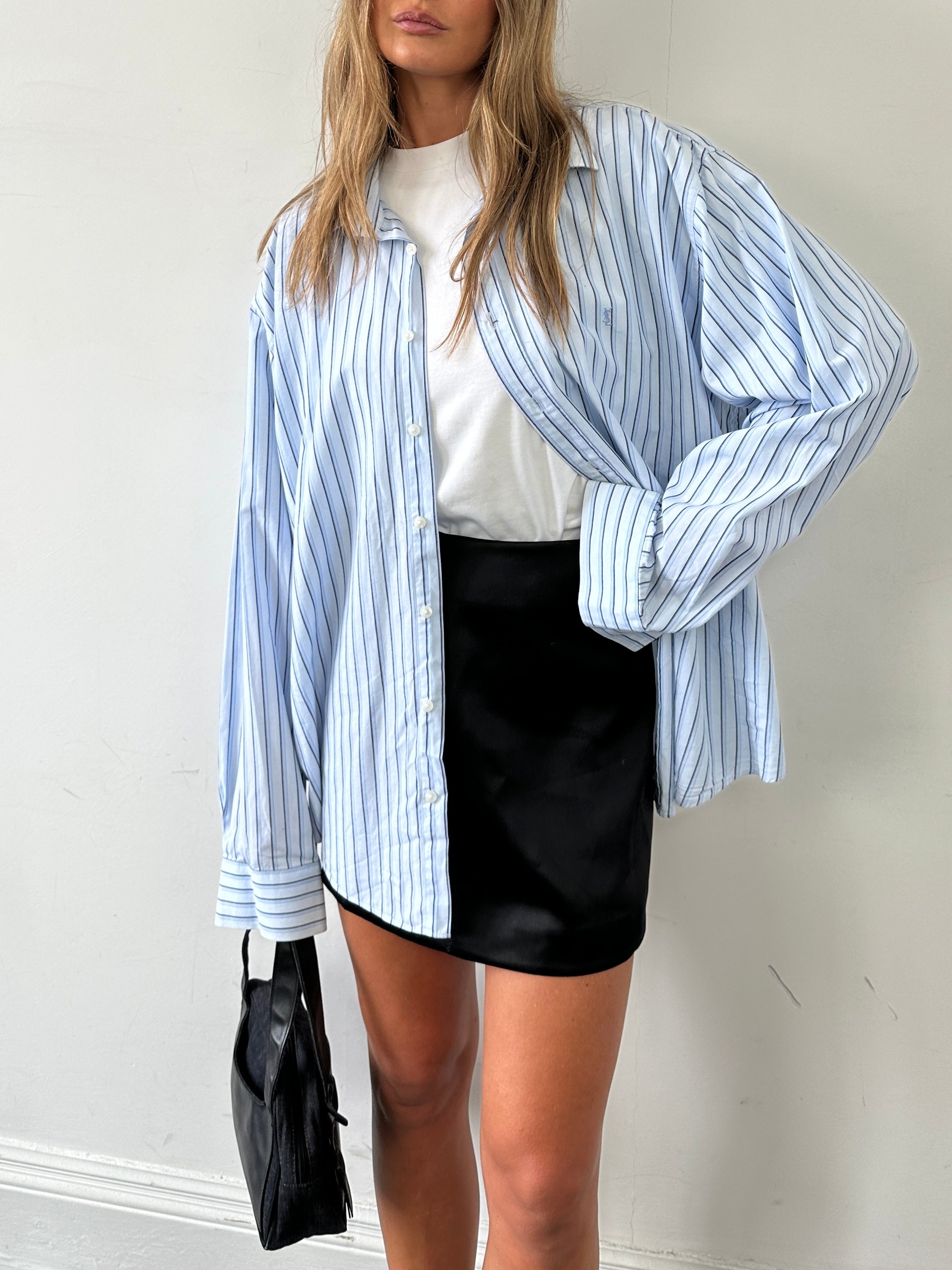 Yves Saint Laurent Pour Homme stripe pure cotton logo shirt in XXL, featuring a classic design and visible brand logo.