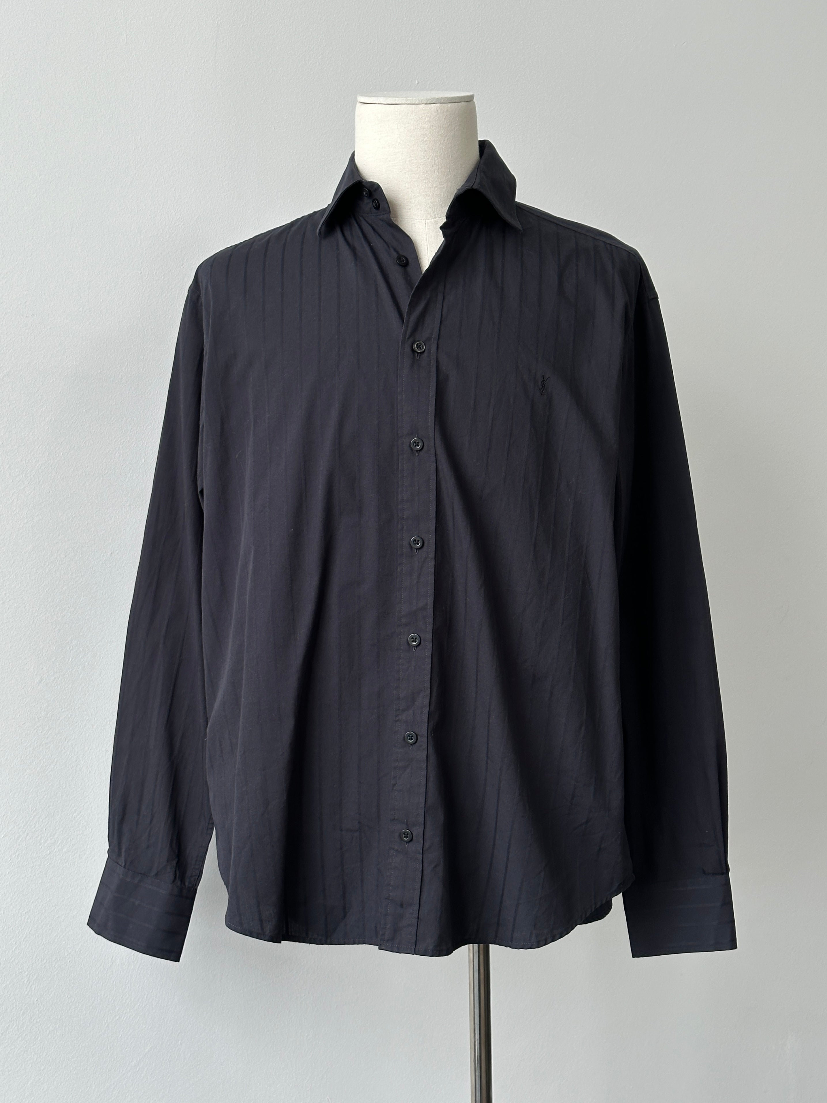 Yves Saint Laurent Pour Homme 1990s Cotton Striped Shirt - L-XL