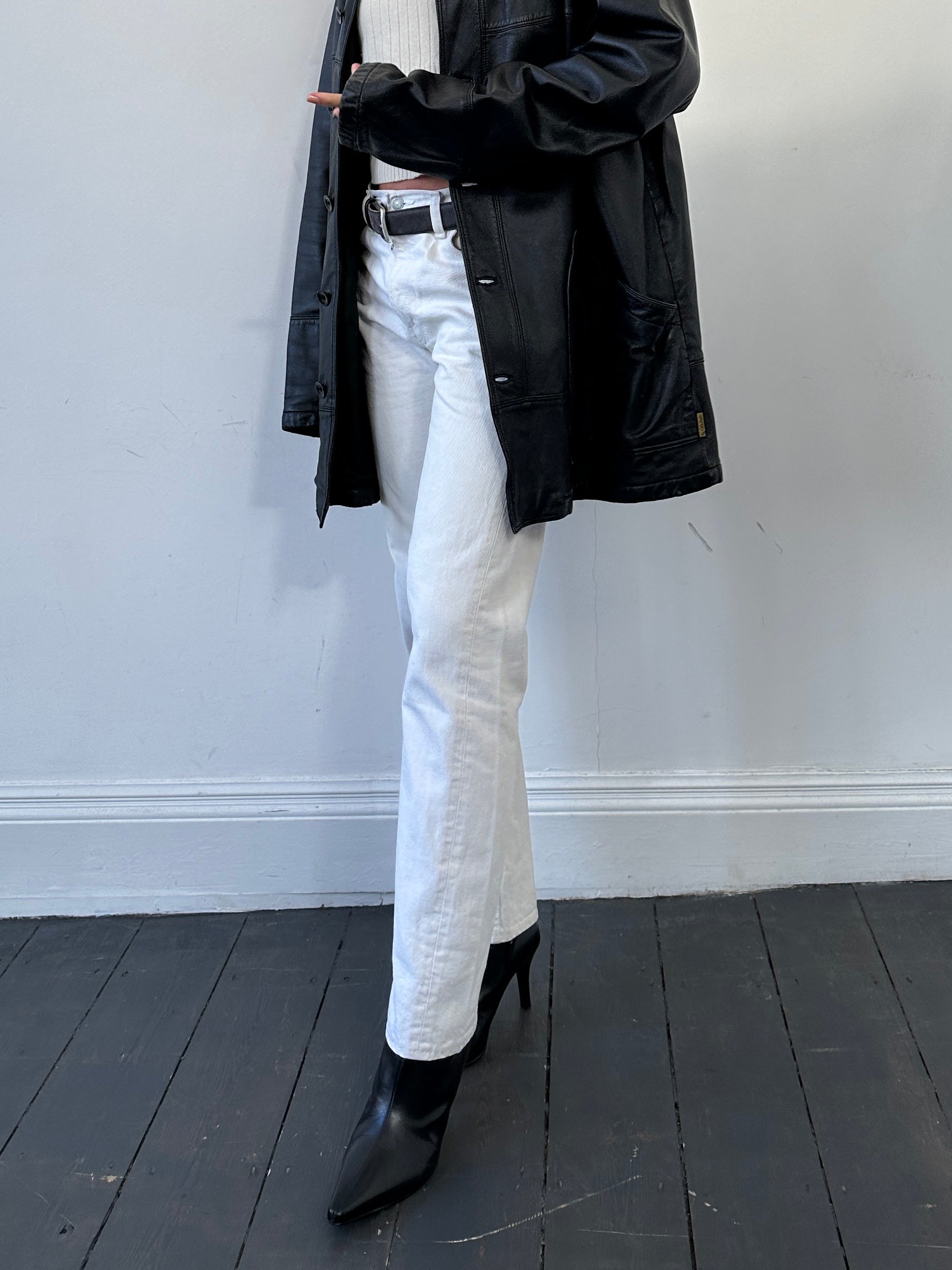 Levi’s 505 Slim Straight Leg Denim Jeans in W30, shown in classic blue denim with a slim straight fit.