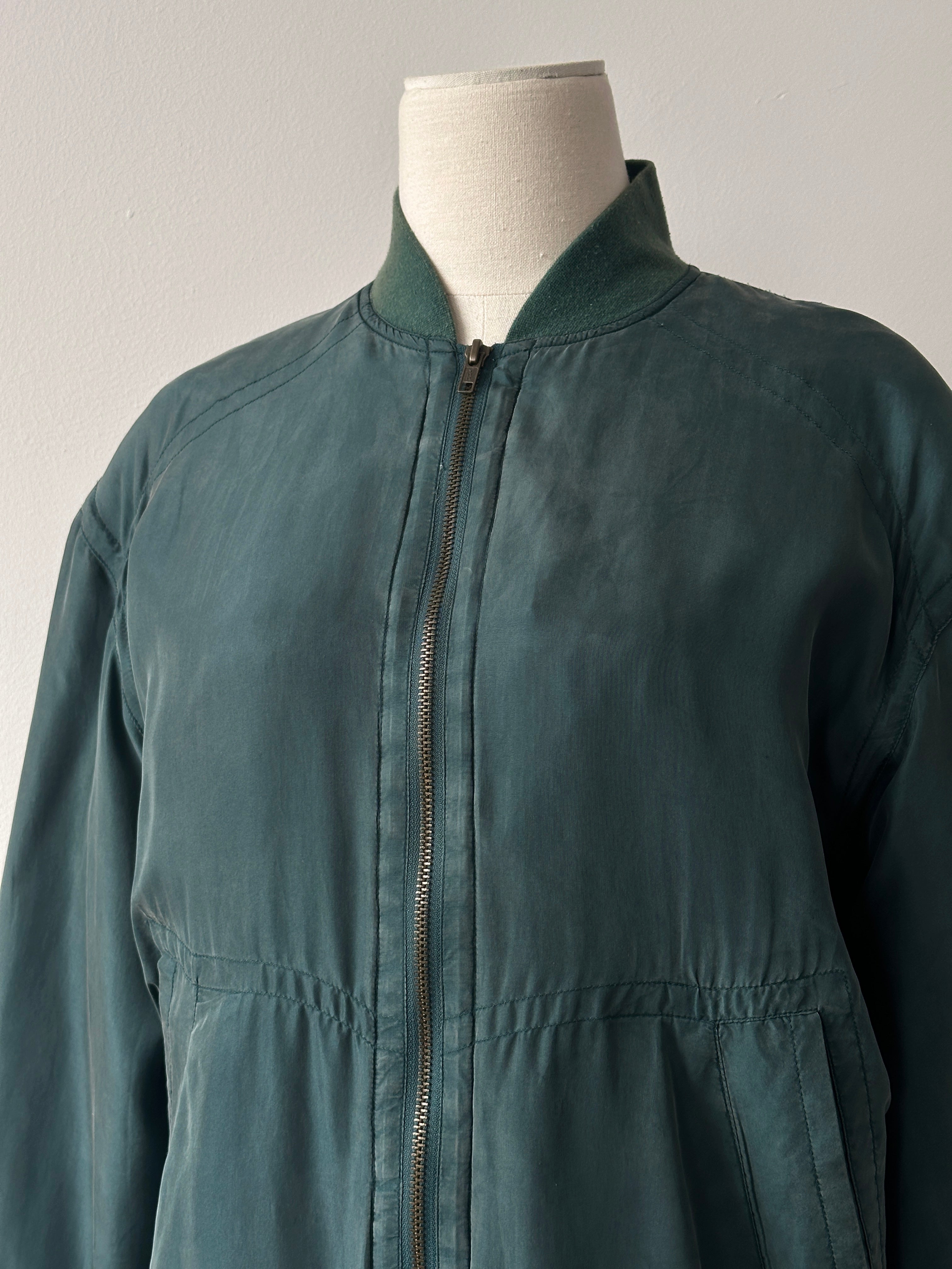 Vintage 1990s Pure Silk Bomber Jacket - M