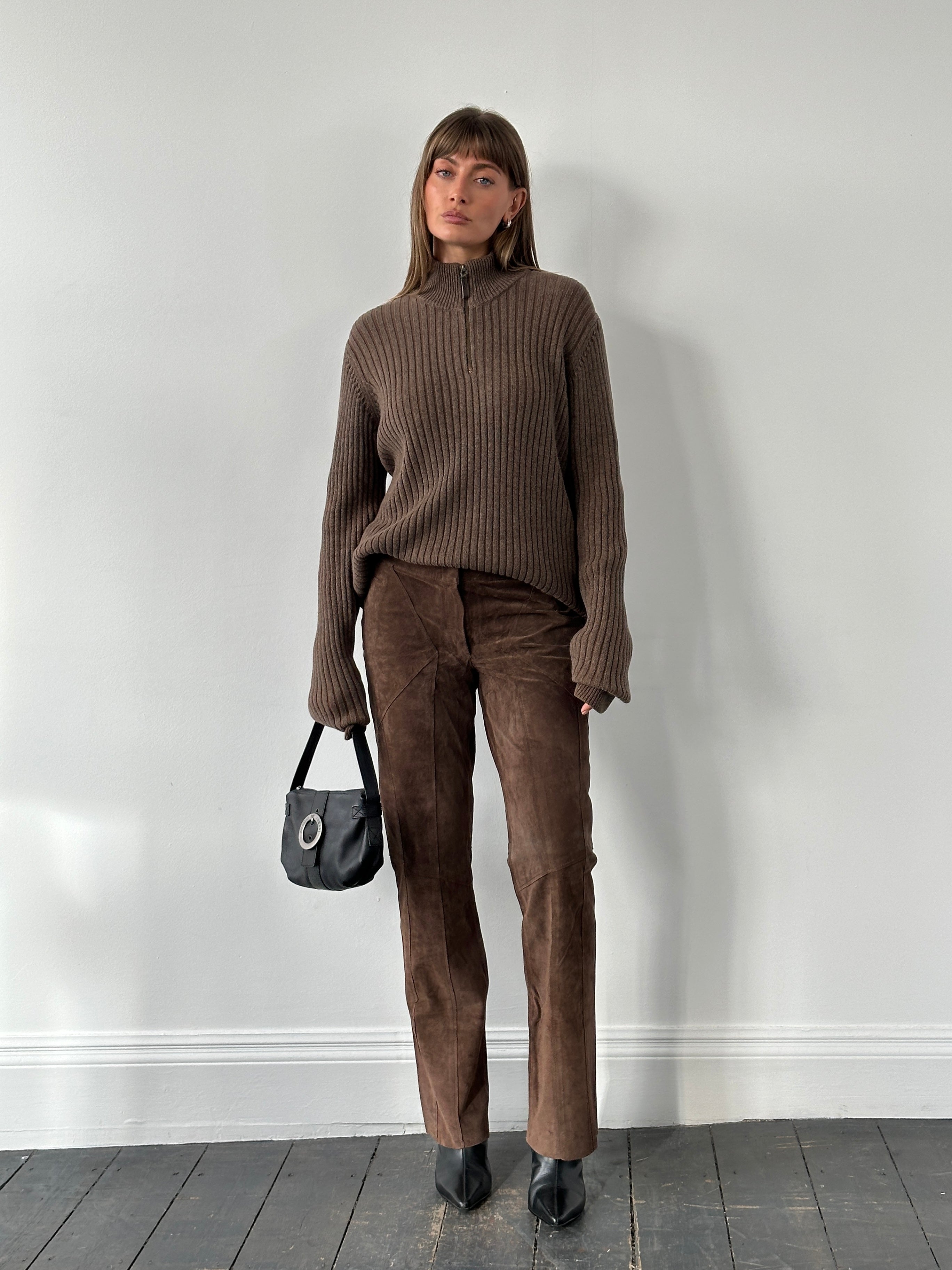 Calvin Klein Jeans 2000s pure cotton ribbed half-zip sweater in XL, displayed on a hanger with visible ribbed texture.