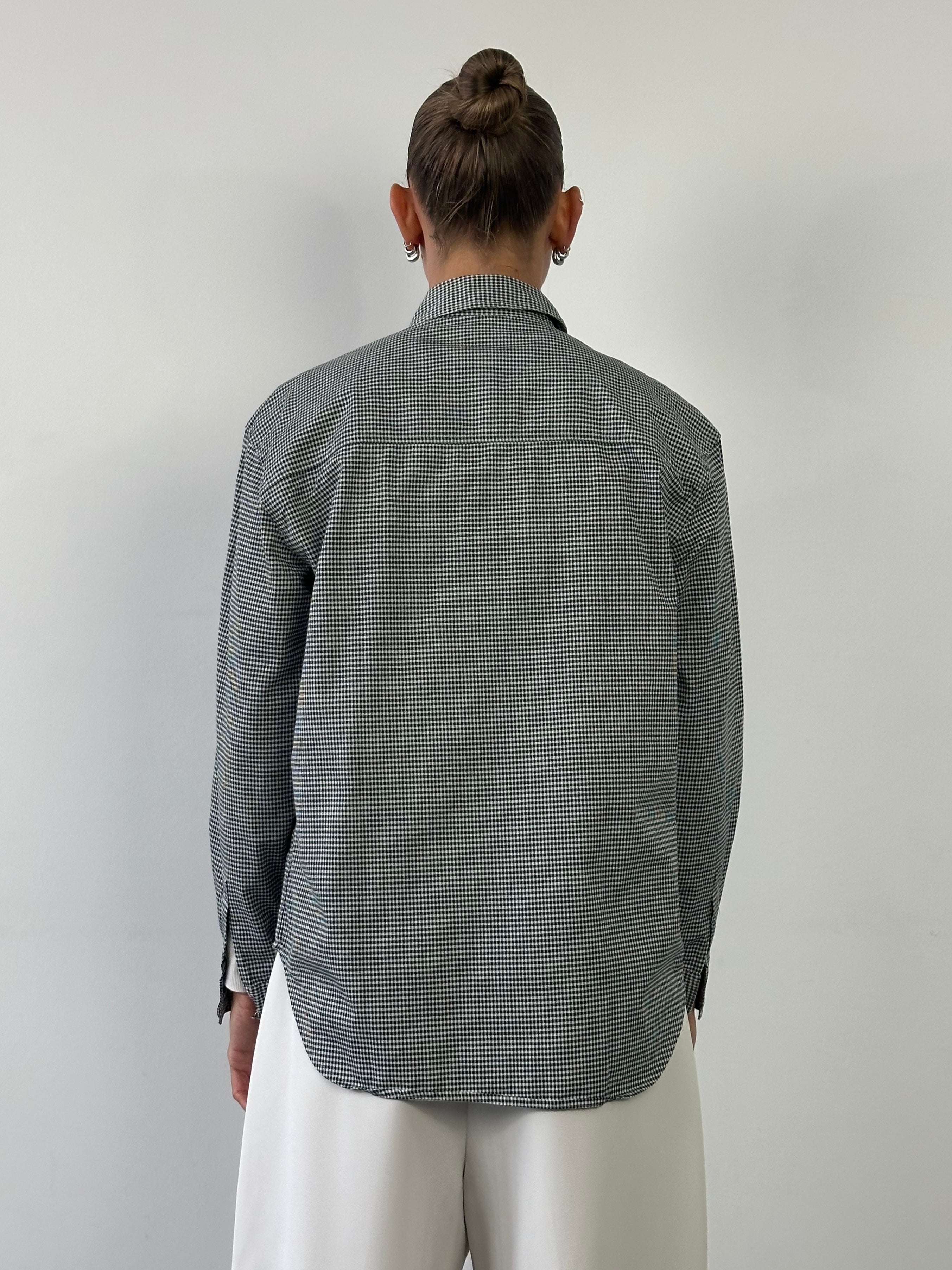 Versace Jeans Couture gingham cotton logo shirt in size M, showcasing a stylish checkered pattern and the brand's signature logo.