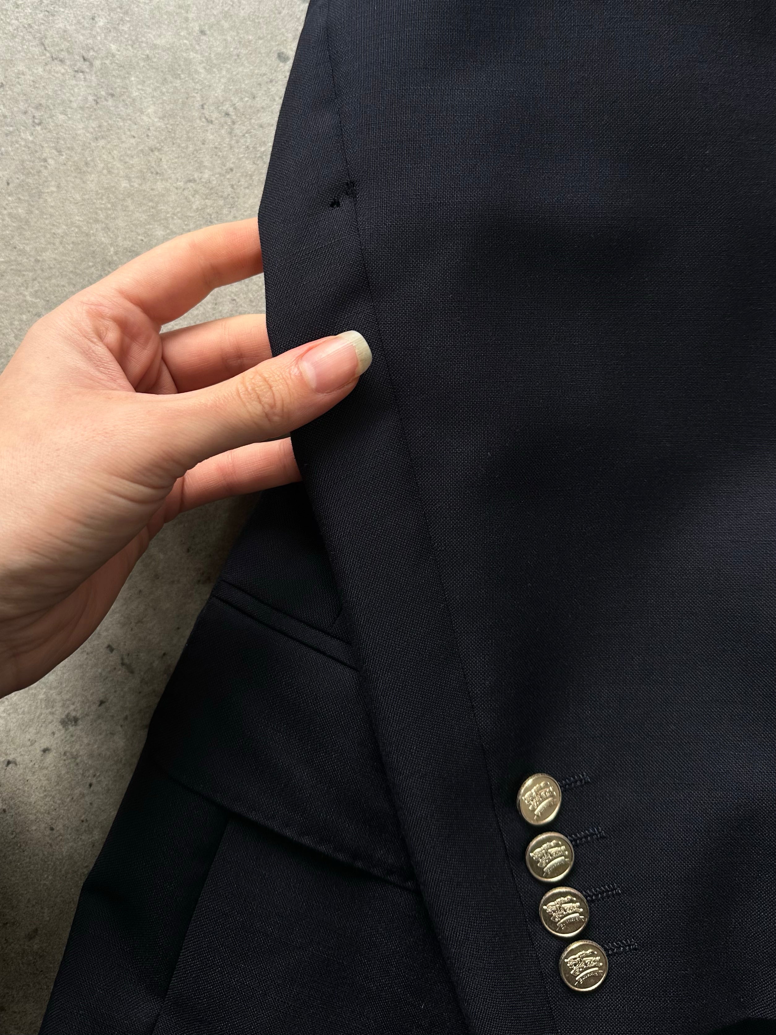 Burberry 1990s Bespoke Button Wool Mohair Double Breasted Blazer - 42S/XL