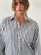 Yves Saint Laurent Pure Cotton Stripe Logo Shirt - M - SYLK