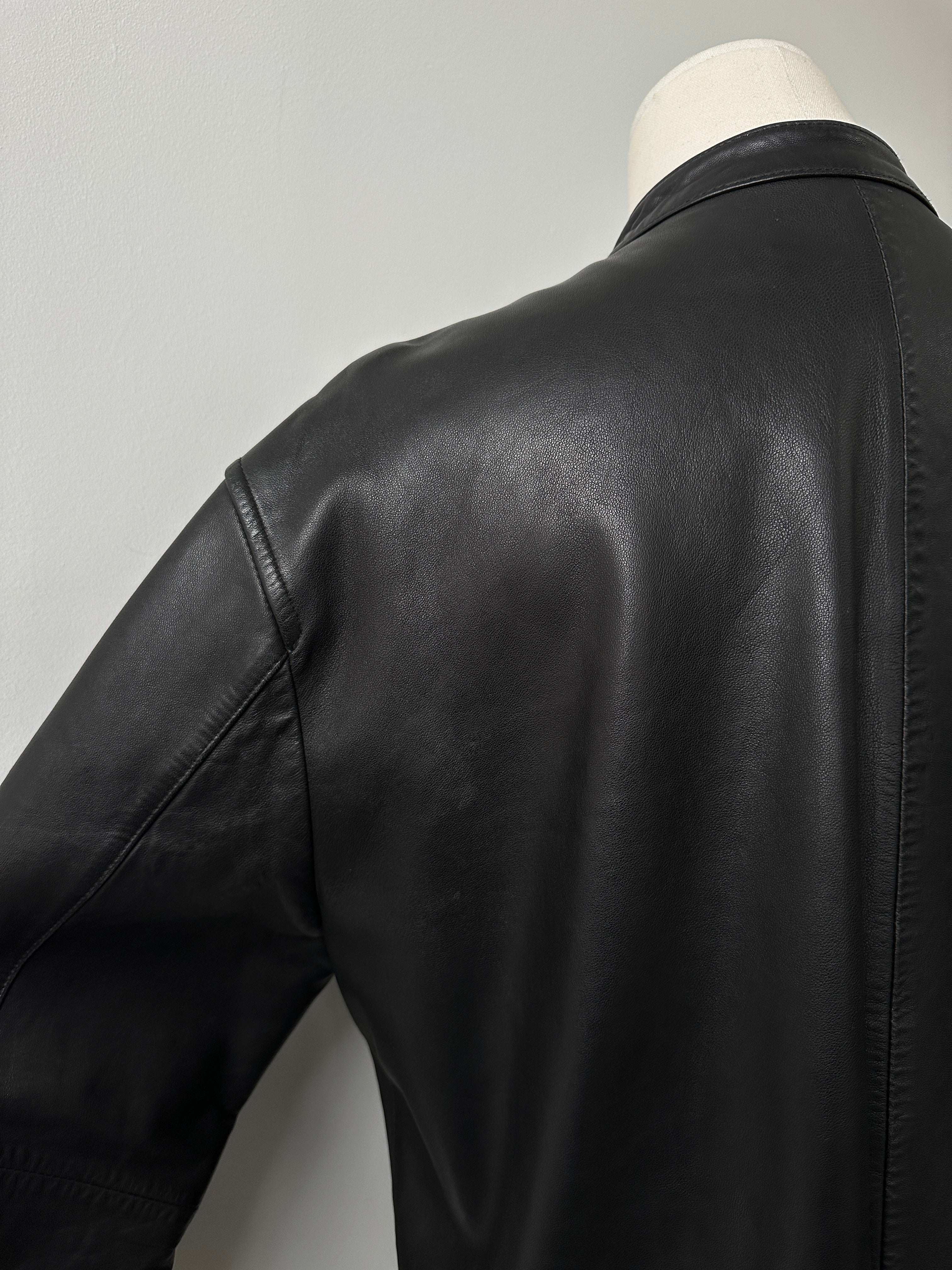 DKNY 1990s Minimal Smooth Leather Jacket - XL