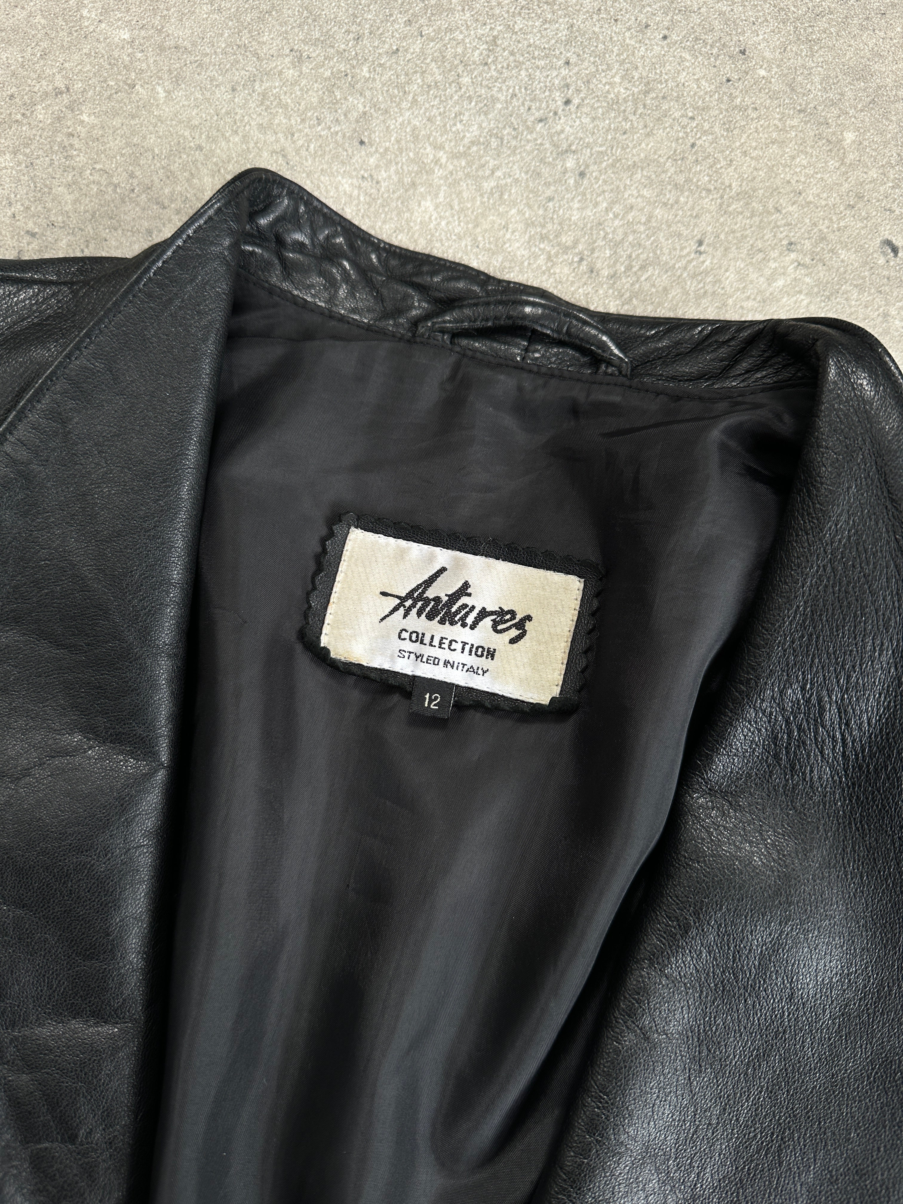 Vintage 1990s Asymmetric Fitted Leather Jacket - M