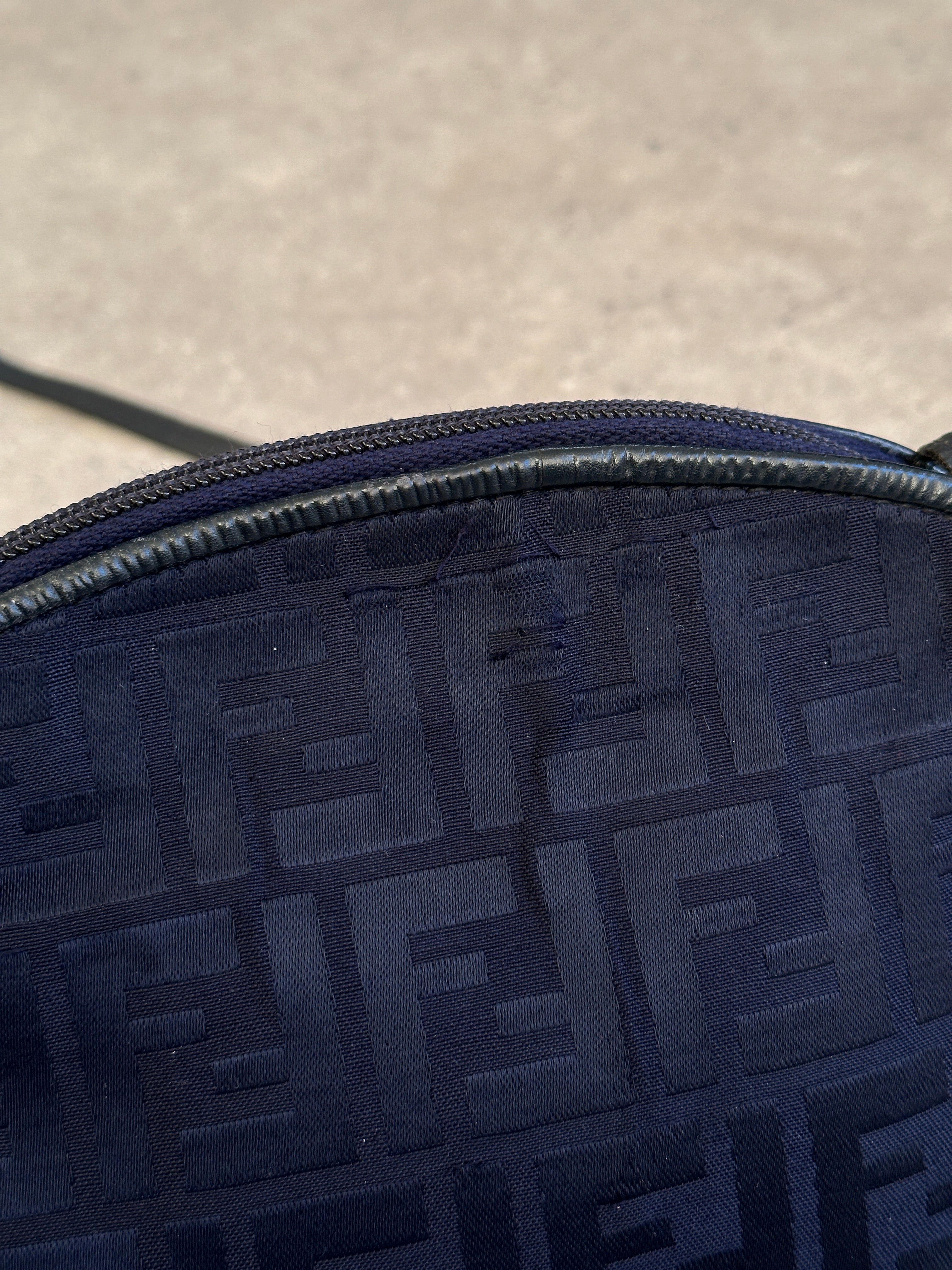 Fendi FF Monogram Crossbody Bag with adjustable strap, featuring signature logo pattern and sleek design.