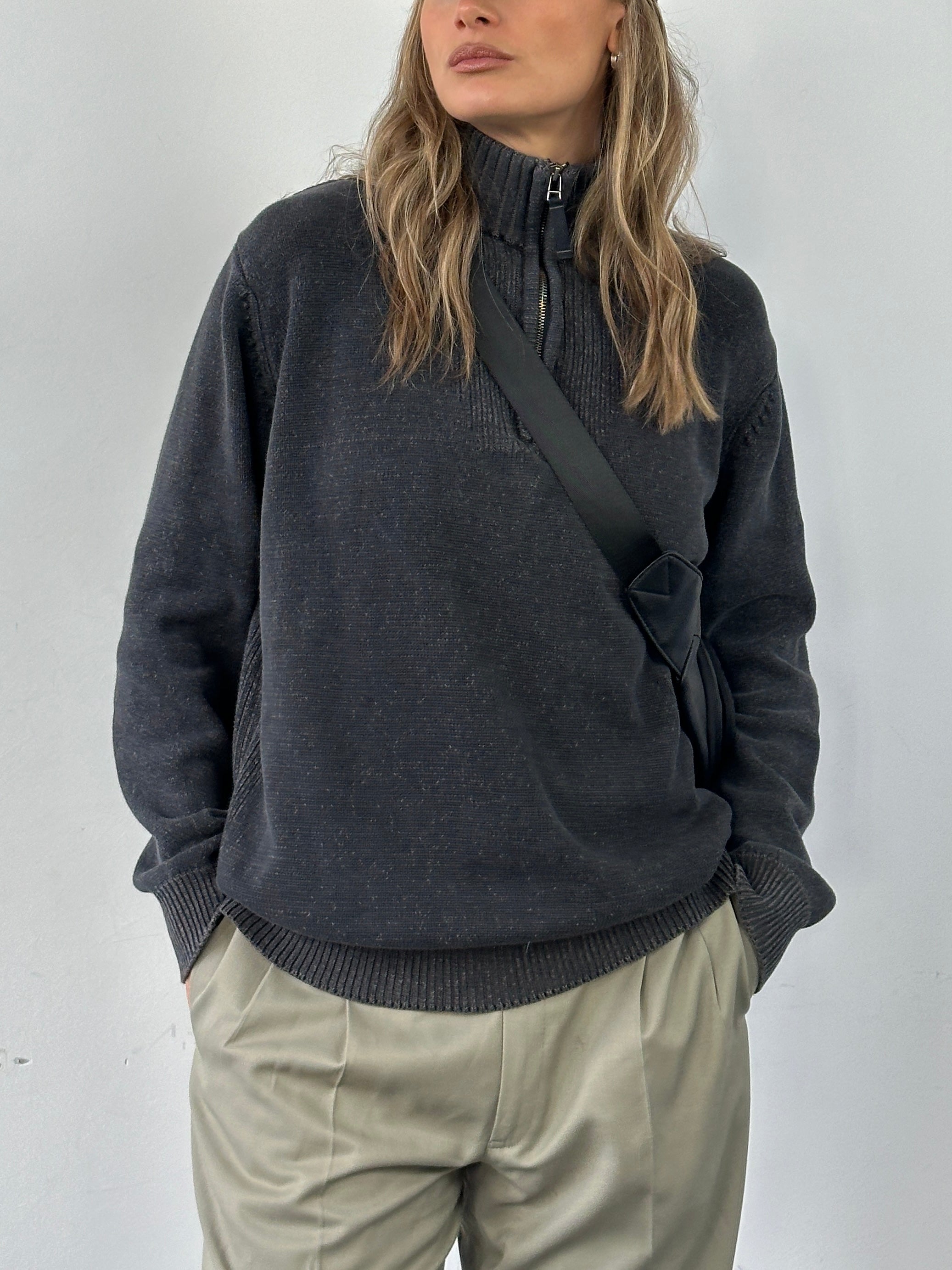 Wrangler Quarter Zip Pure Cotton Jumper - L - SYLK