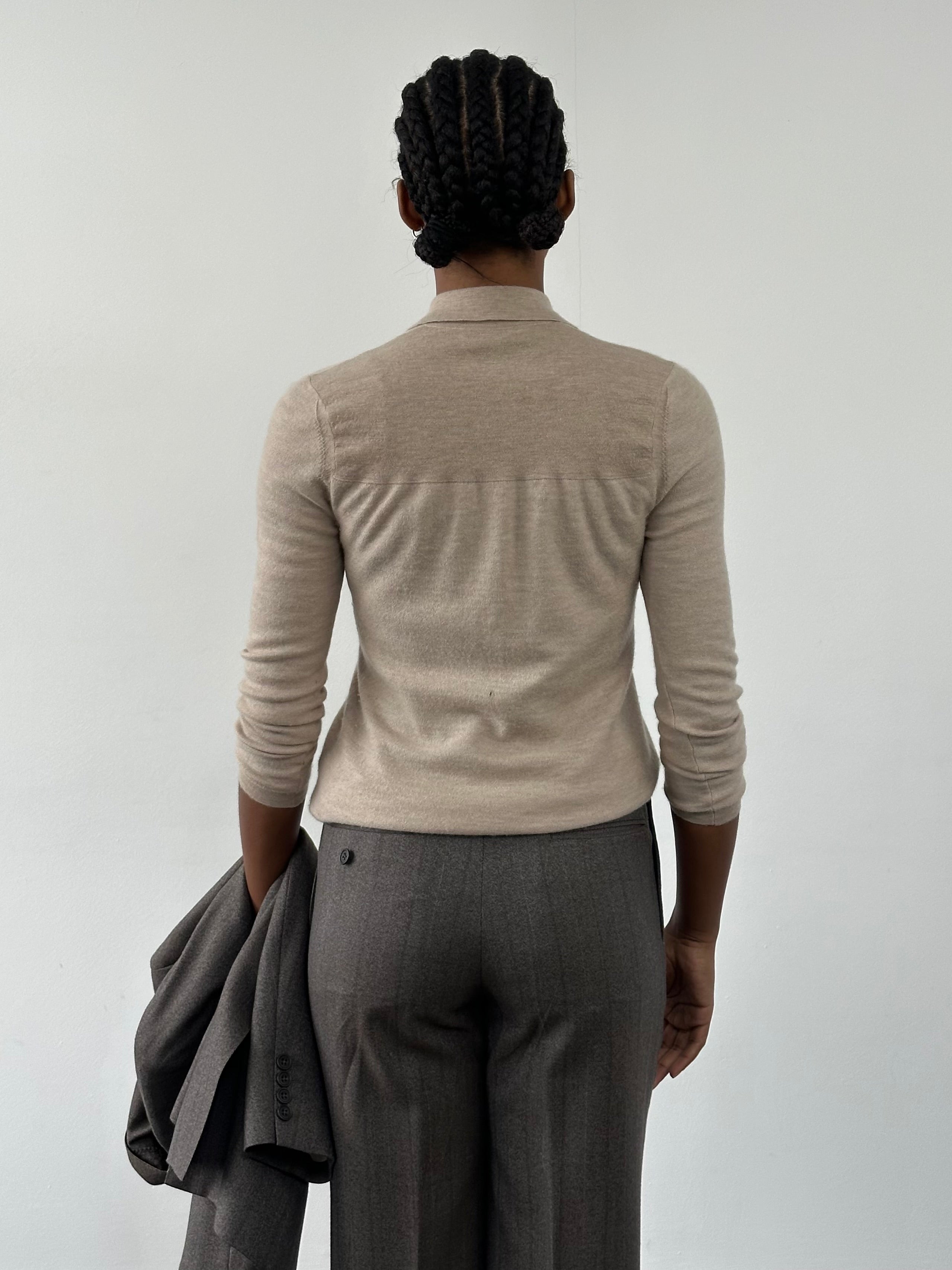 Burberry Prorsum AW2014 pure wool cardigan in size S, featuring classic design and soft texture, shown on a neutral background.