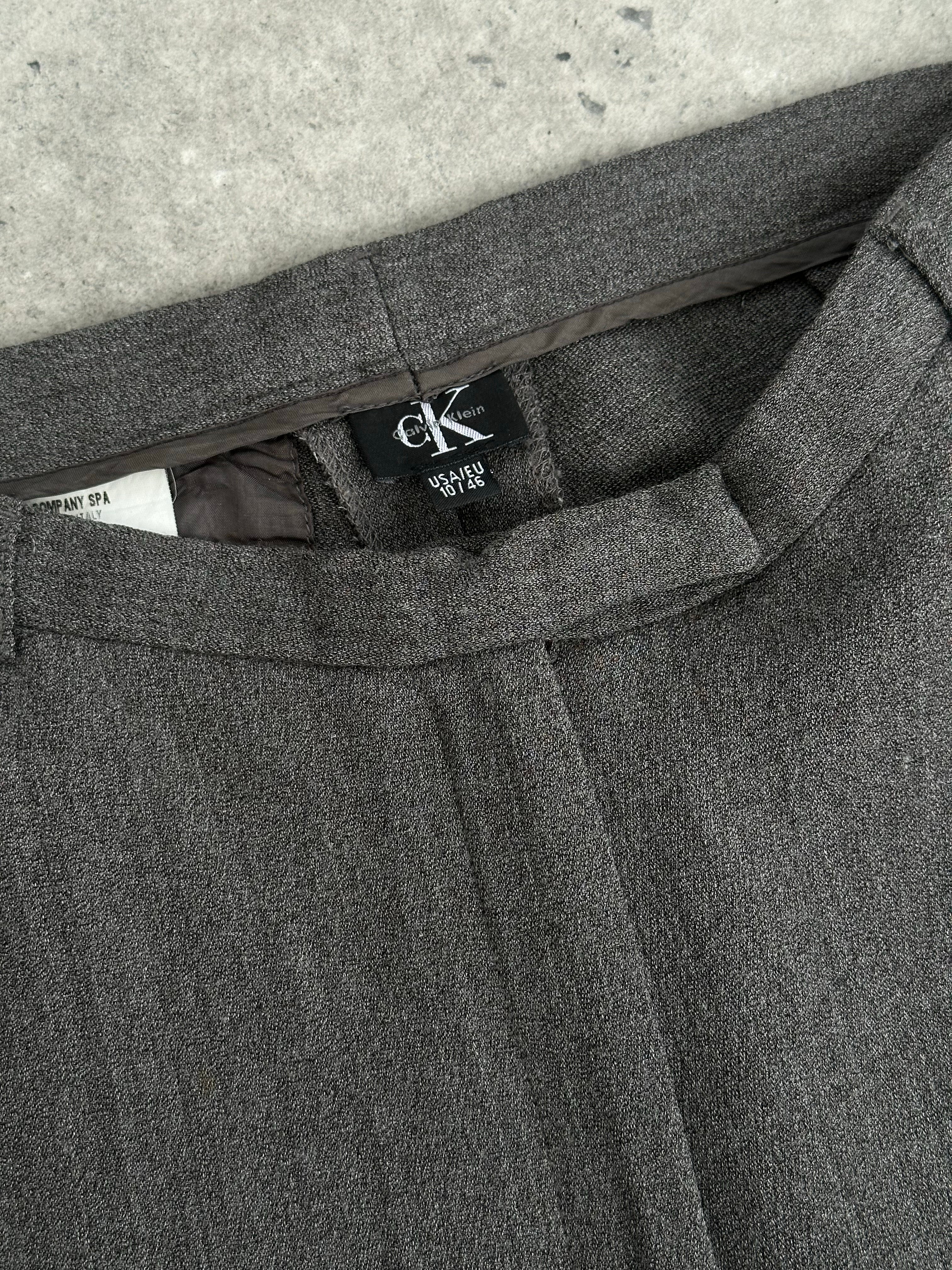 Calvin Klein 2000s Wool Wide Leg Tailored Trousers - W30