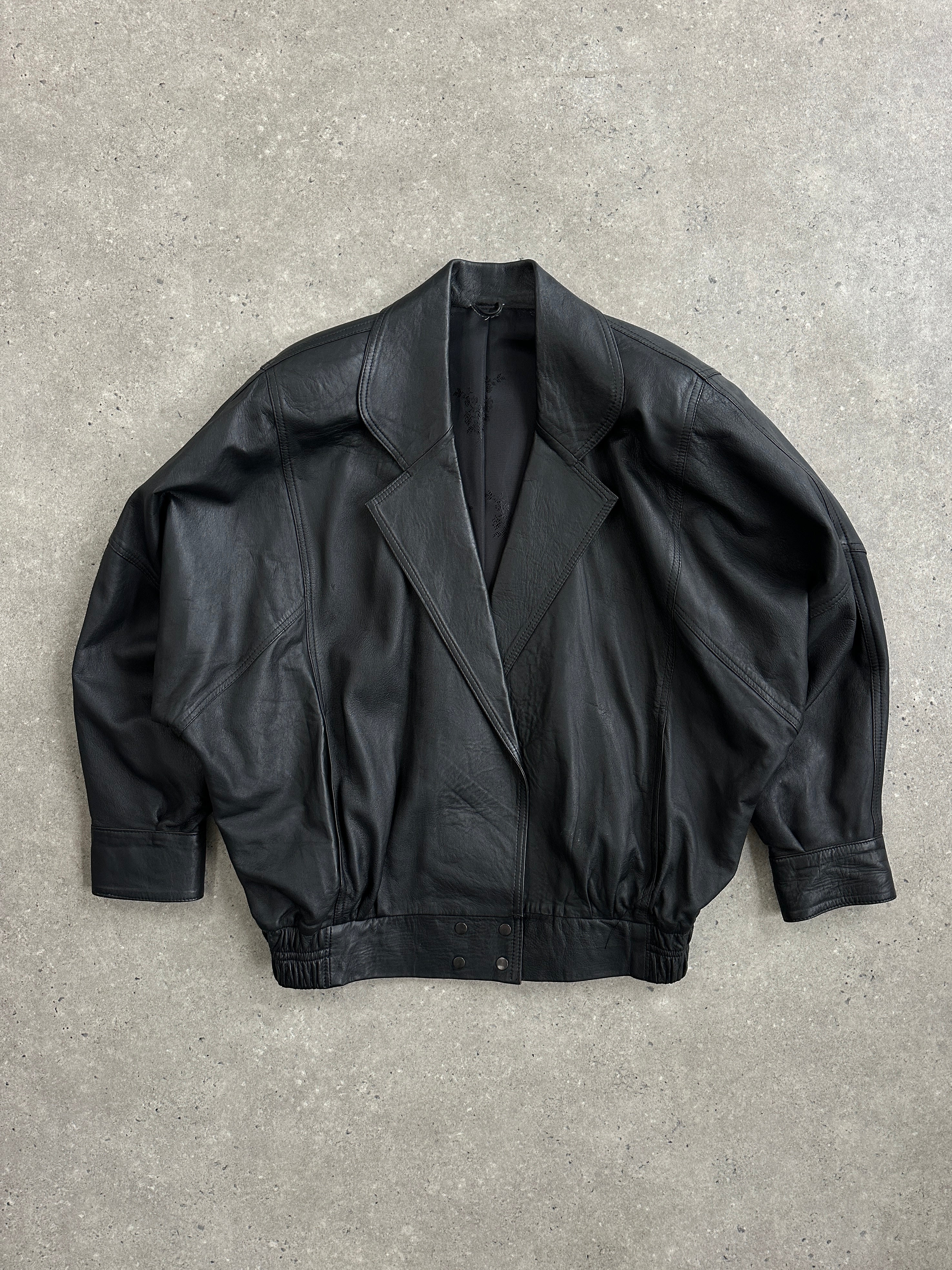 Vintage 1990s Lamb Leather Bomber Jacket - M - SYLK