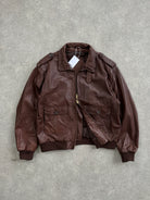 Vintage Double Zip Leather Bomber Jacket - XL - SYLK