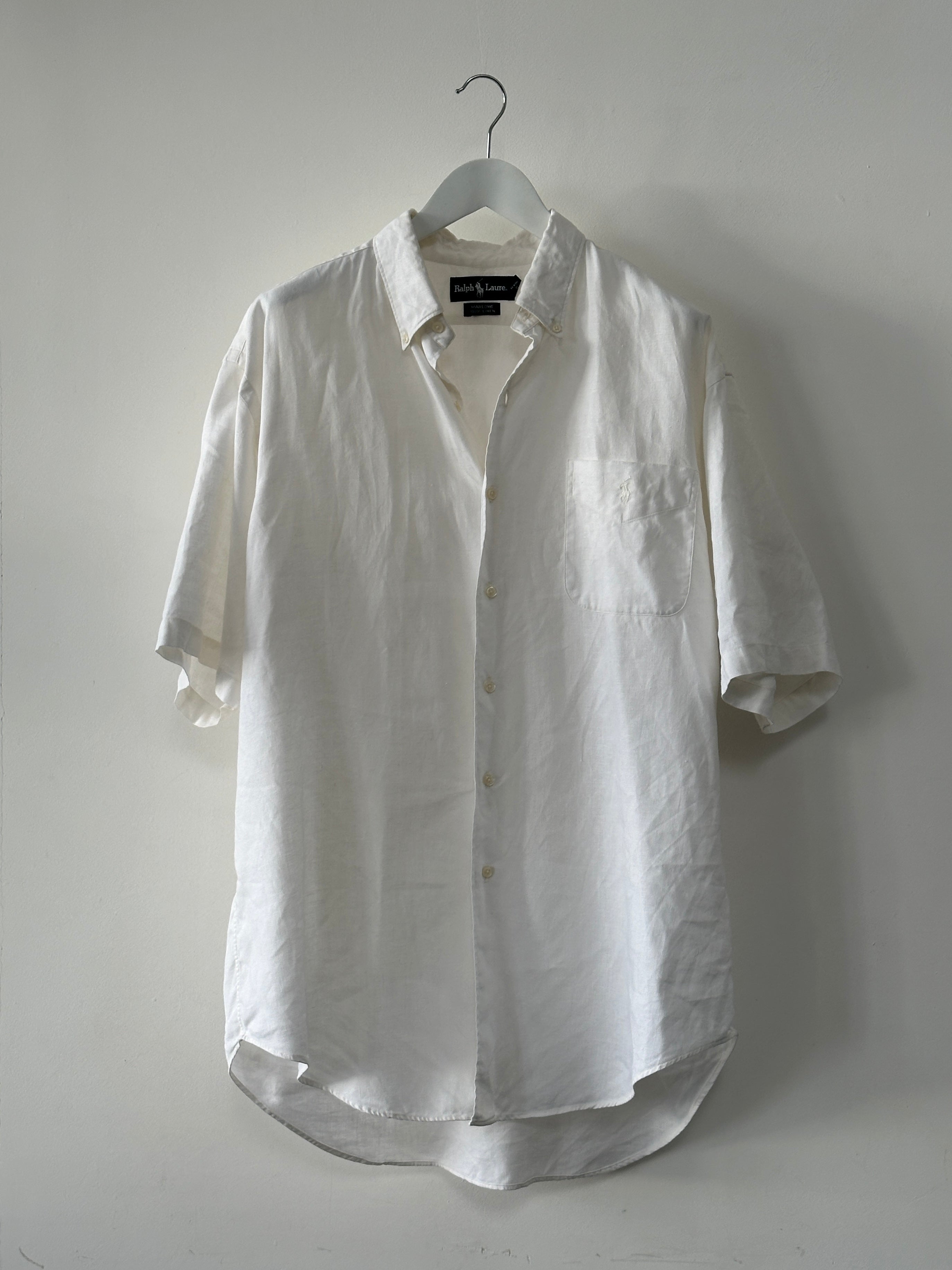 Ralph Lauren pure linen short sleeve logo shirt in XXL, light-colored fabric with subtle Ralph Lauren branding visible.