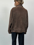 Vintage Suede Leather Bomber Jacket - L - SYLK