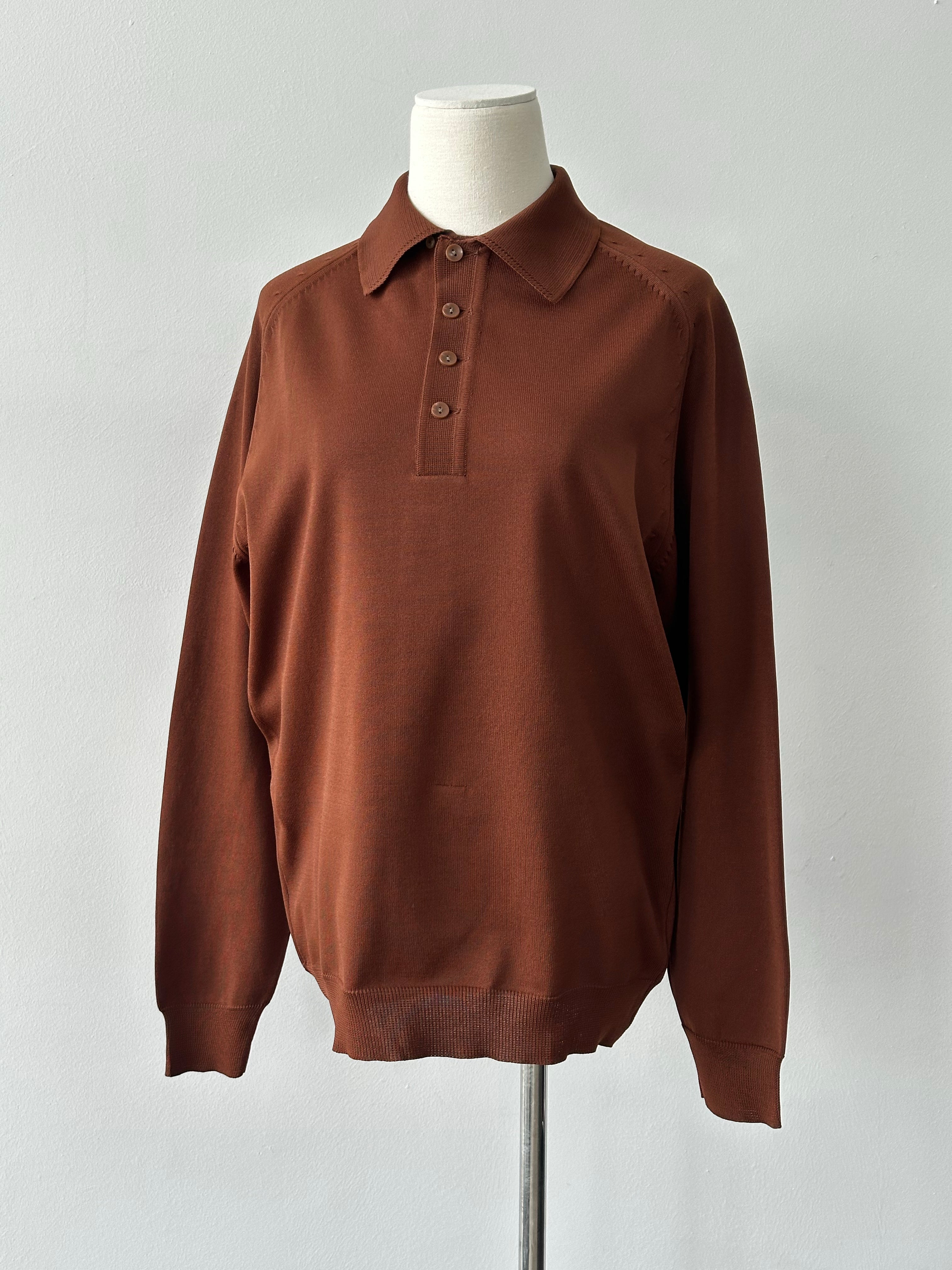Vintage 1990s Button Neck Polo Jumper - S/M