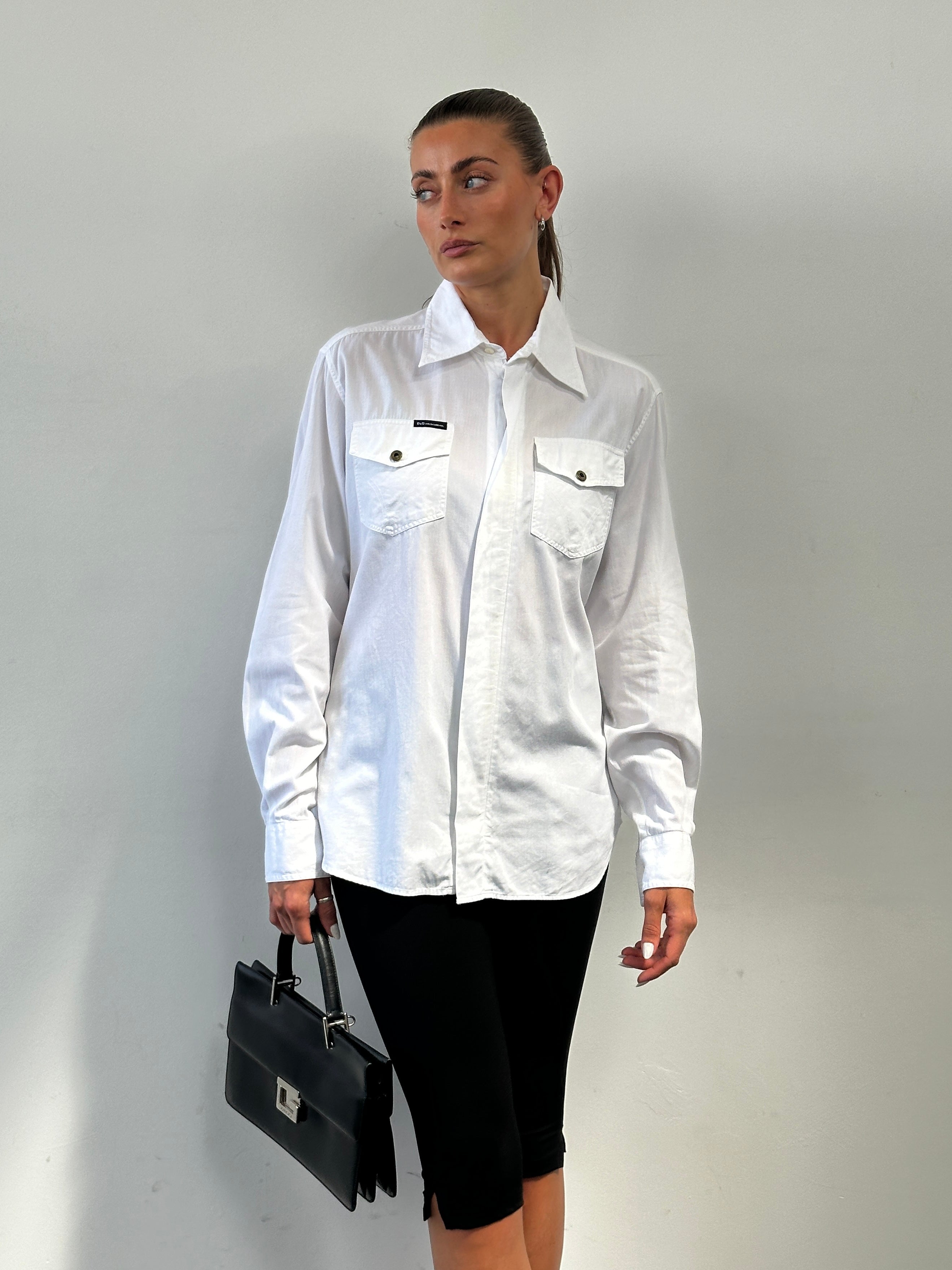 Dolce & Gabbana cotton shirt in size M/L, featuring a classic design with a button-up front and long sleeves.