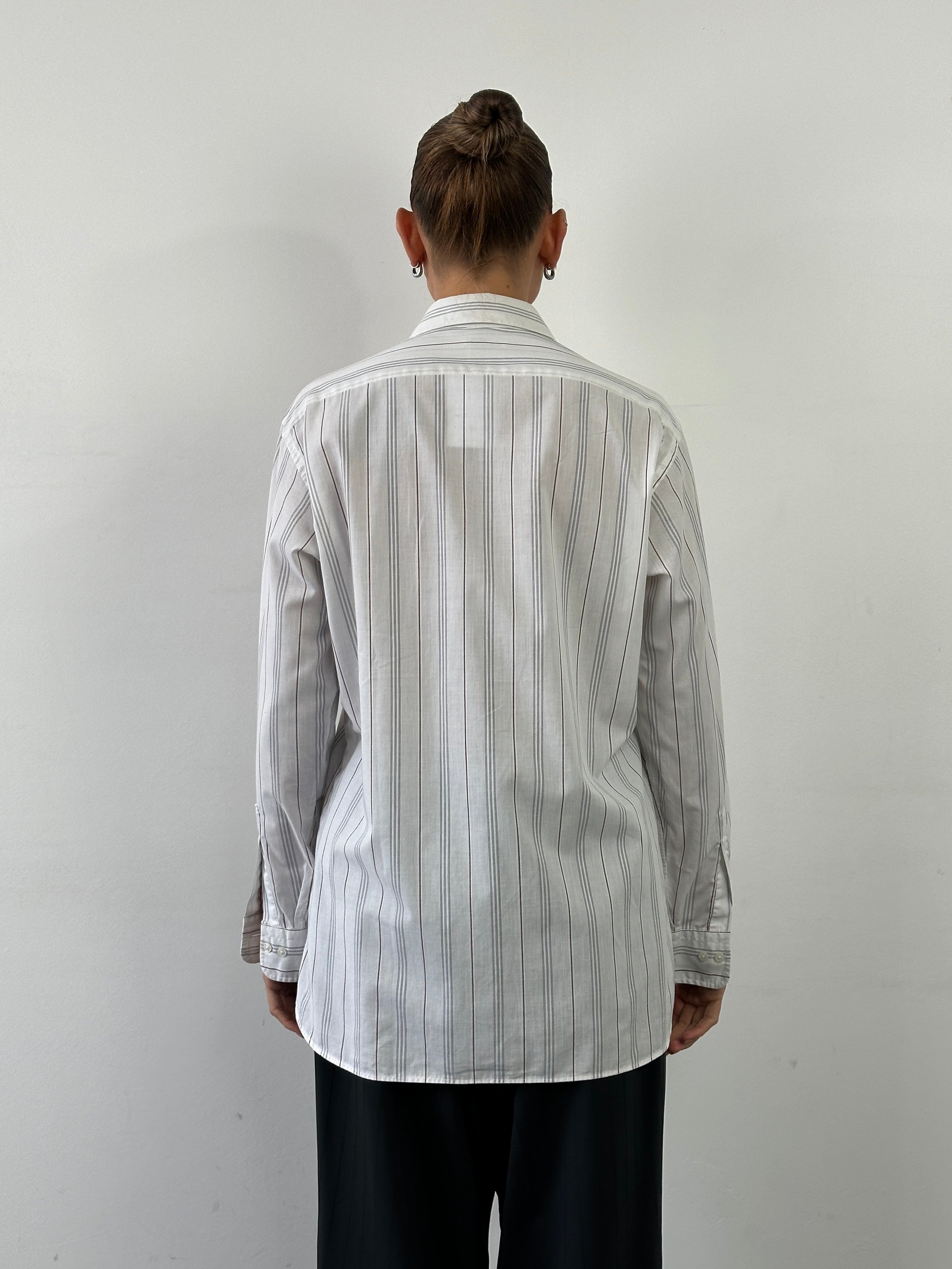 Christian Dior stripe cotton logo shirt in size M, featuring a classic design with the Dior brand logo and bold stripe pattern.