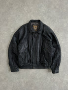 Vintage Distressed Leather Bomber Jacket - L - SYLK