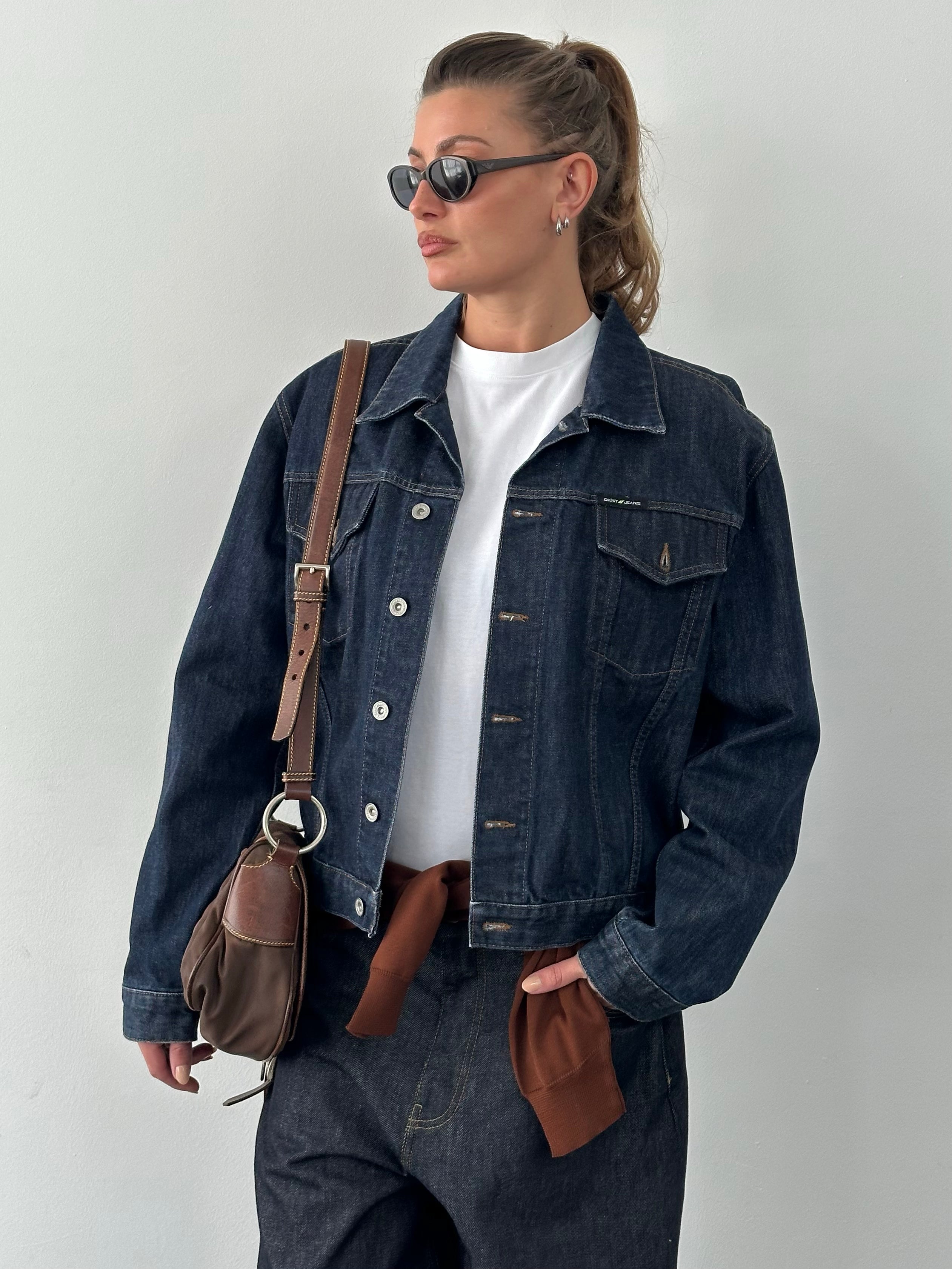 DKNY 2000s Pure Cotton Boxy Denim Jacket - L