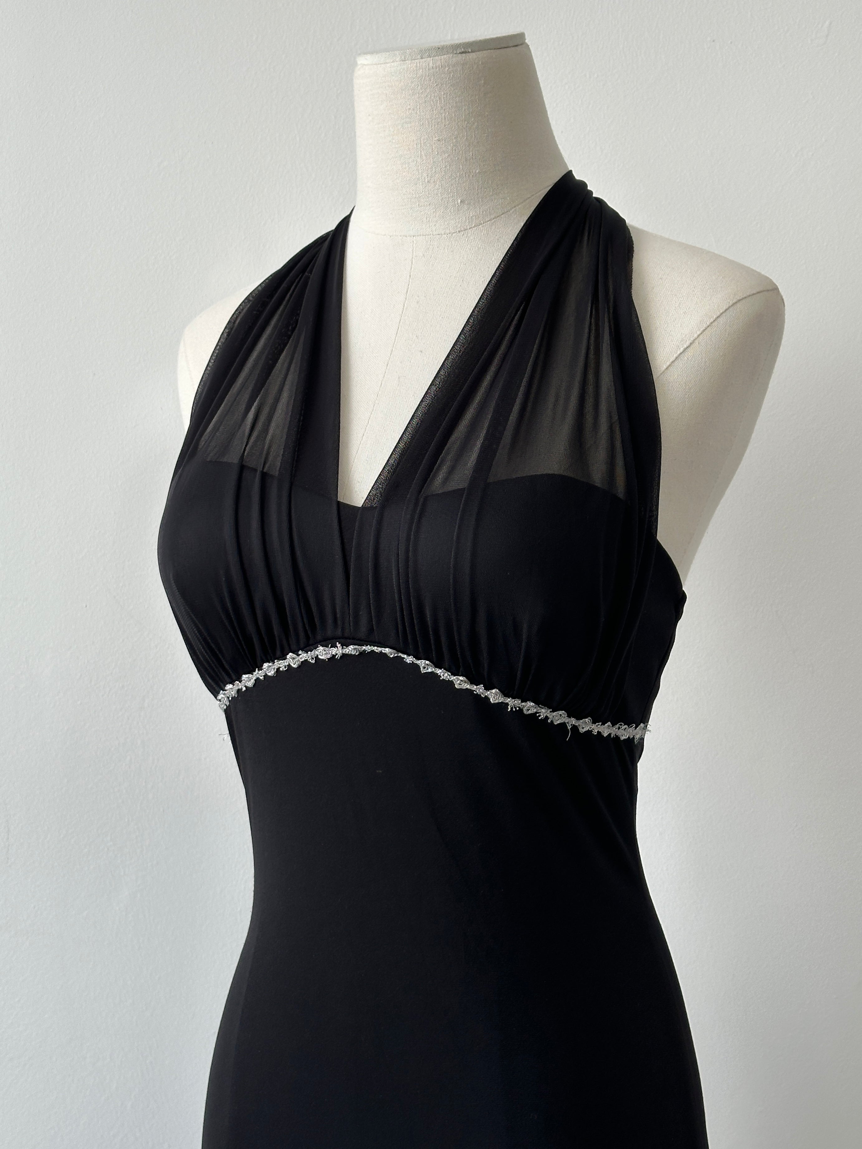 Vintage 2000s Halterneck Handkercheif Midi Dress - M