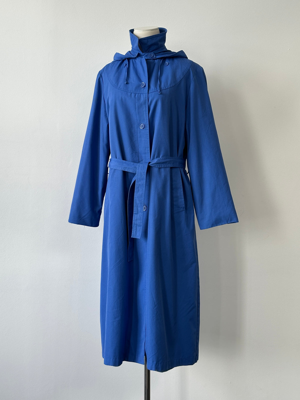 London Fogg 1980s Cotton Hooded Belted Trench - M
