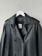 Conbipel Contrast Stitch Double Breasted Leather Trench Coat - M - SYLK