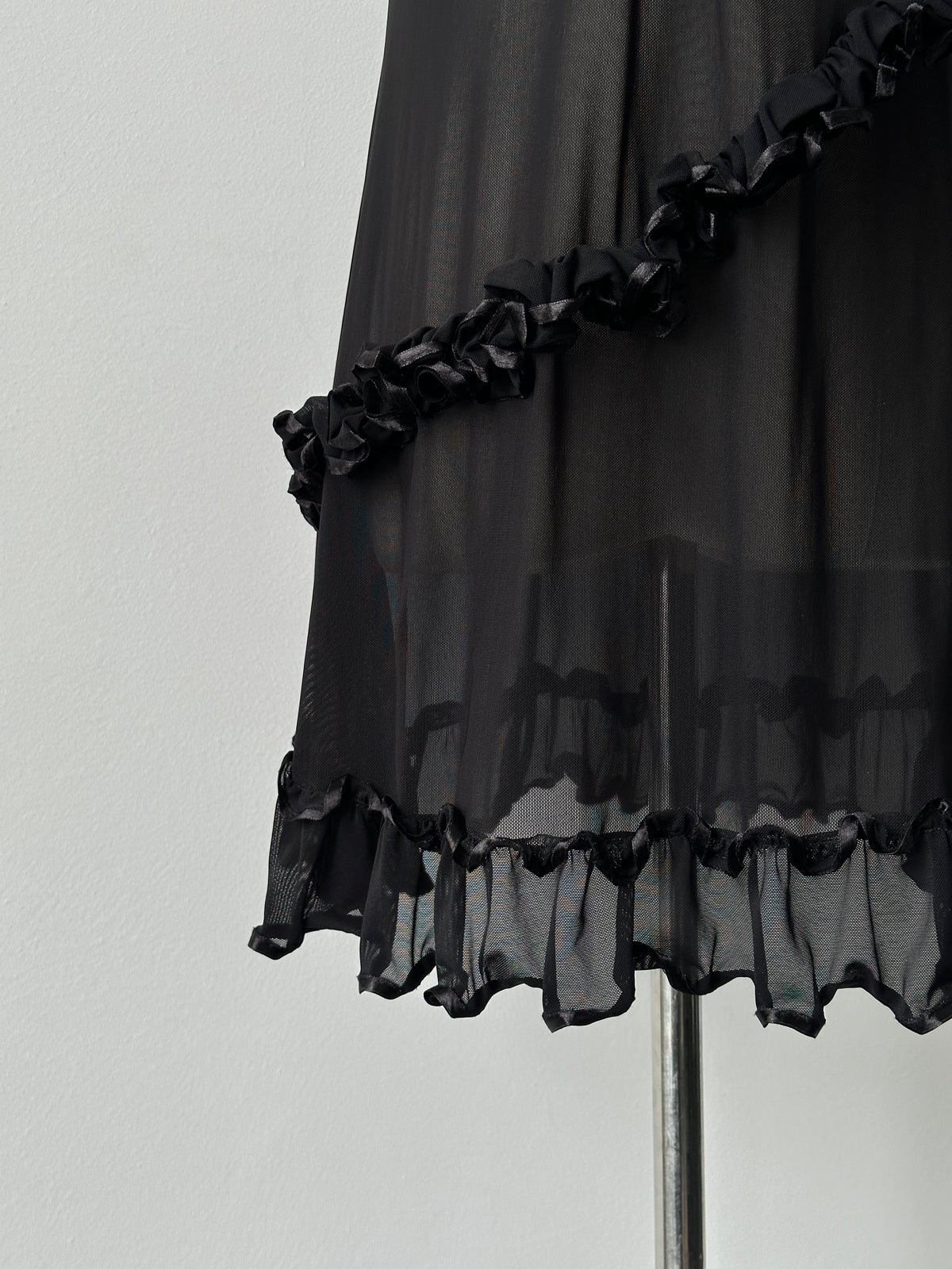 Vintage 2000s Sheer Ruffle Sleeveless Mini Dress - M