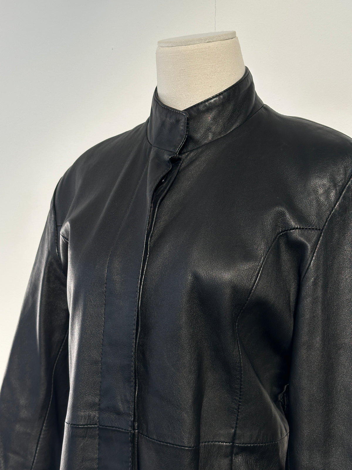 Vintage 1990s Floor Length Leather Trench Coat - S