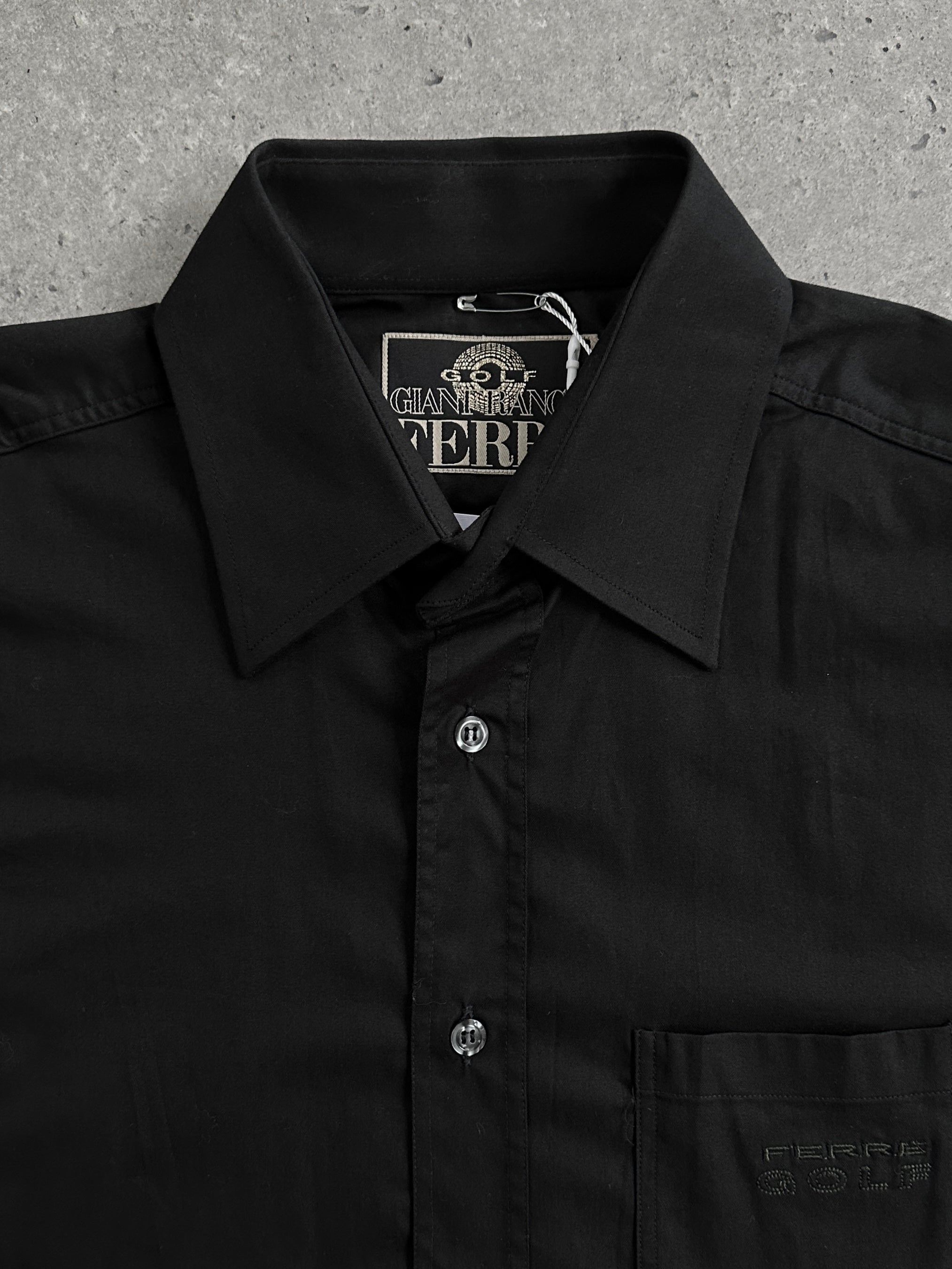 Gianfranco Ferre pure cotton stretch logo shirt in size M, featuring a classic design with brand logo detail on the front.
