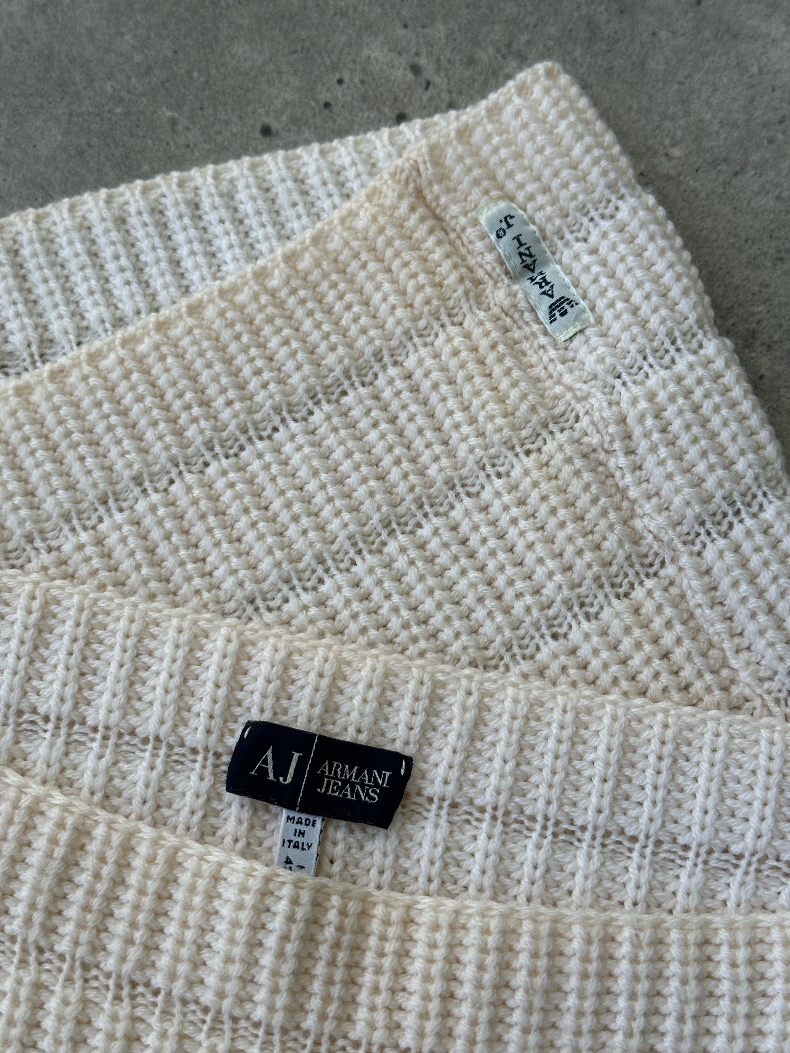 Armani Jeans 1990s Pure Wool Open Knit Jumper - M