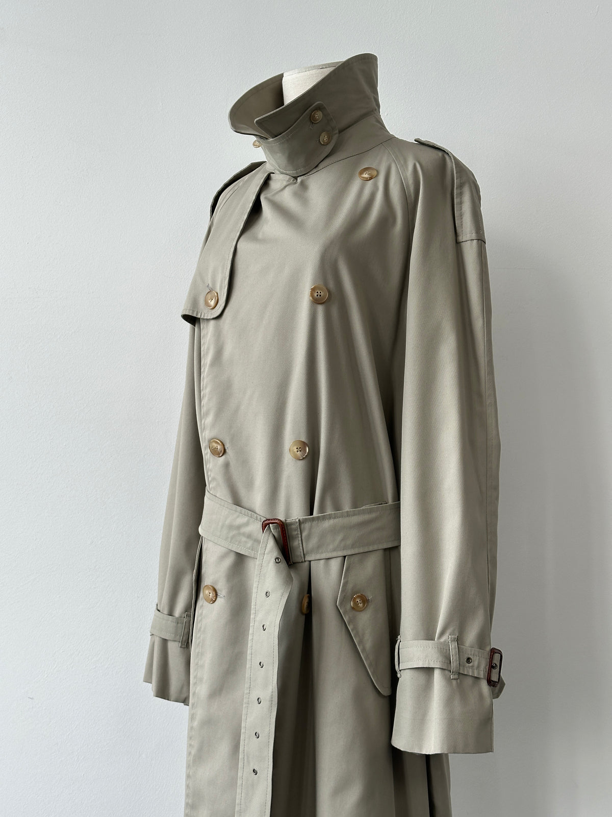 Italian Vintage 1990s High Neck Belted Trench Coat - XL