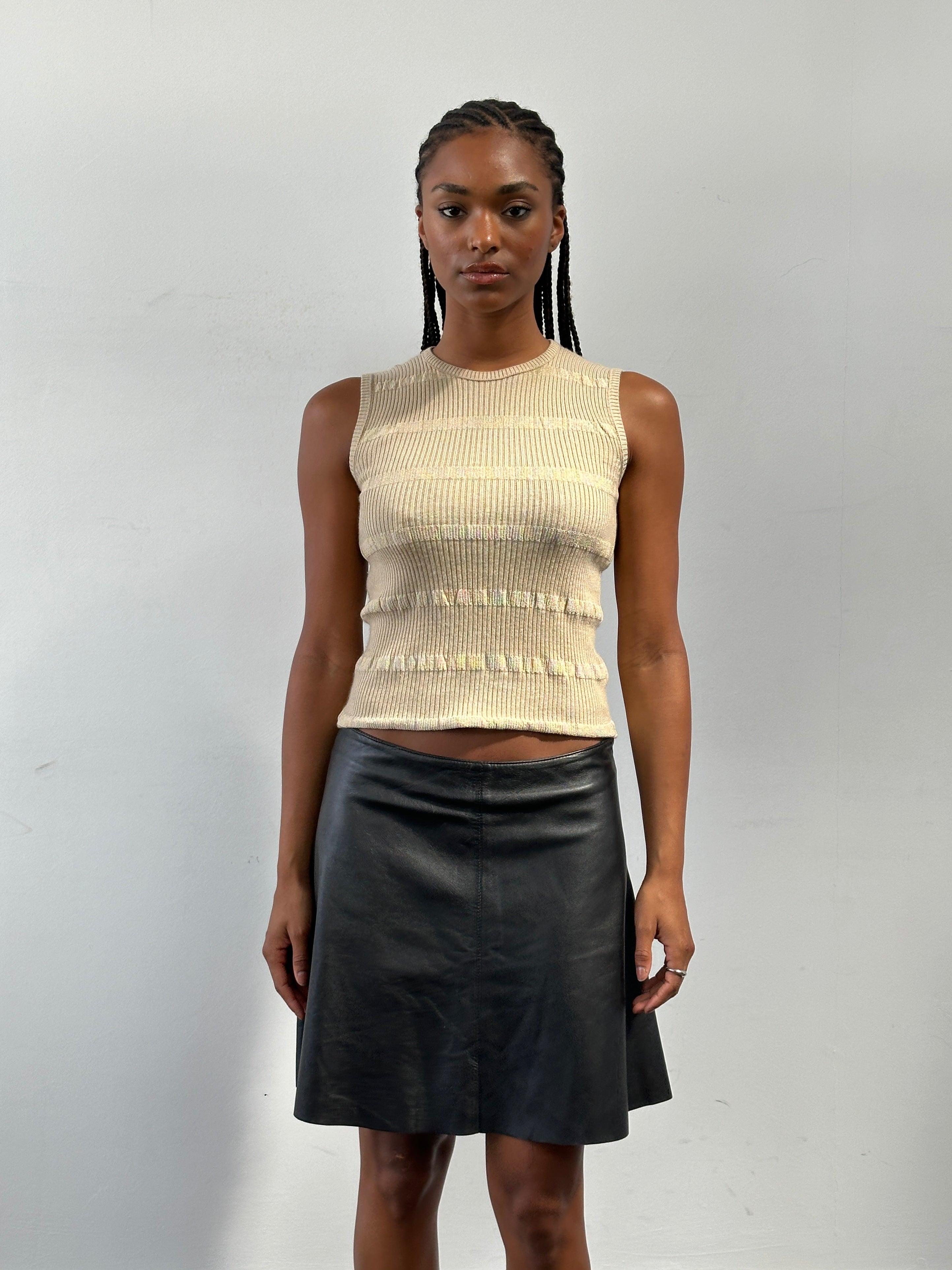 Pinko Italian leather A-line skirt in pink, featuring a smooth, structured design and a flattering fit.