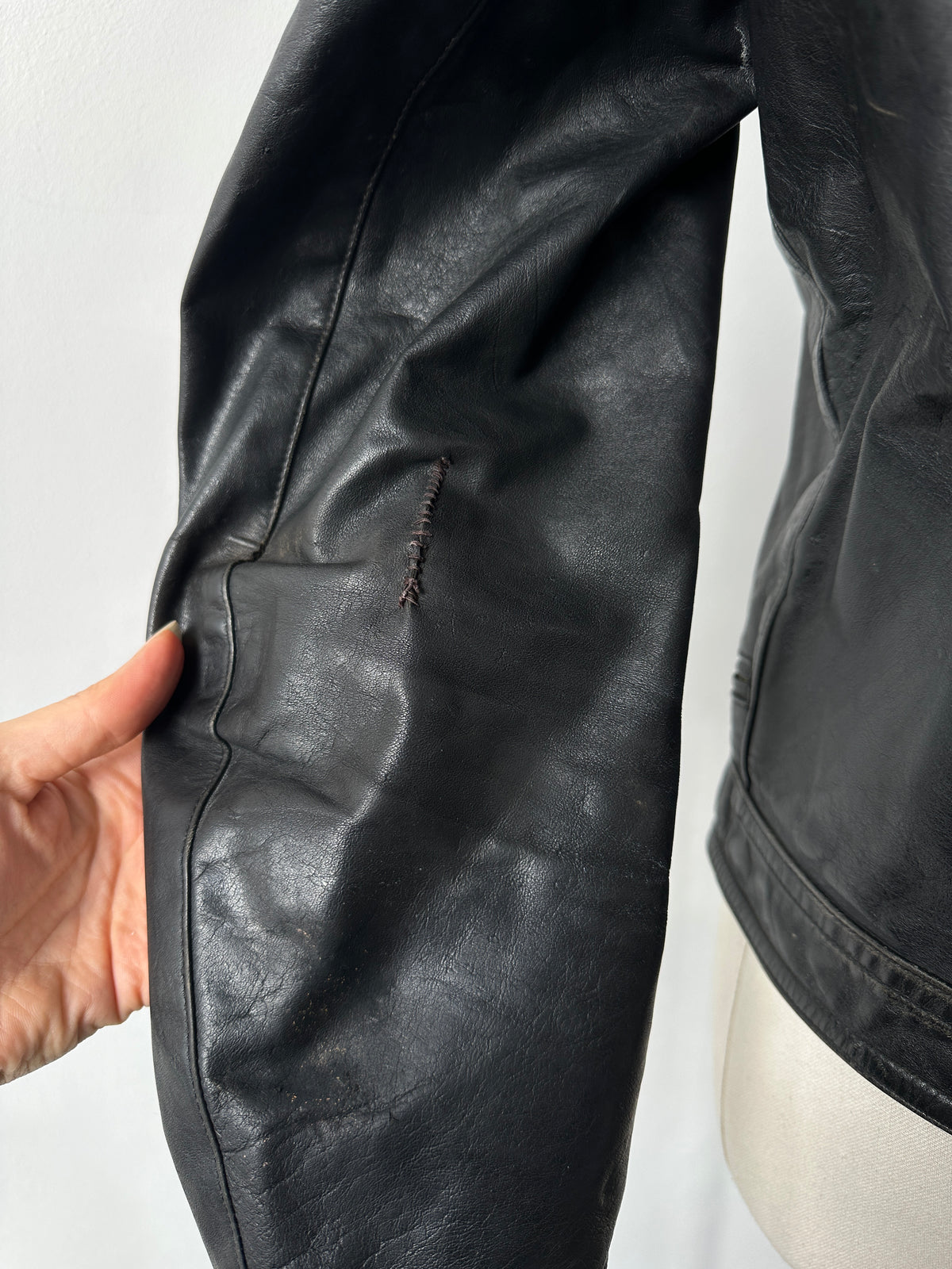 Vintage 1990s Fitted Moto Leather Jacket - XS-S