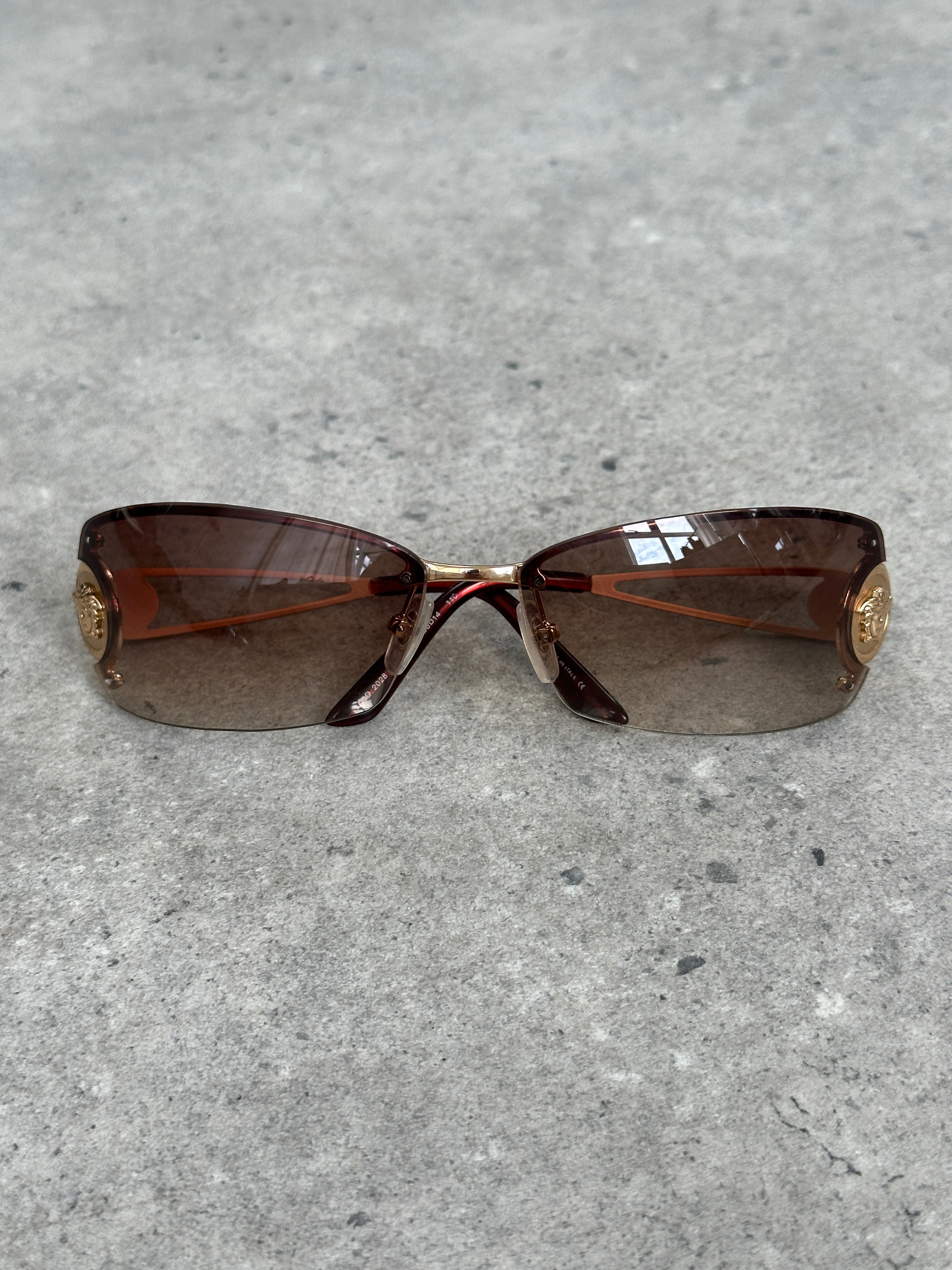 Versace 1990s Rimless Medusa Logo Sunglasses