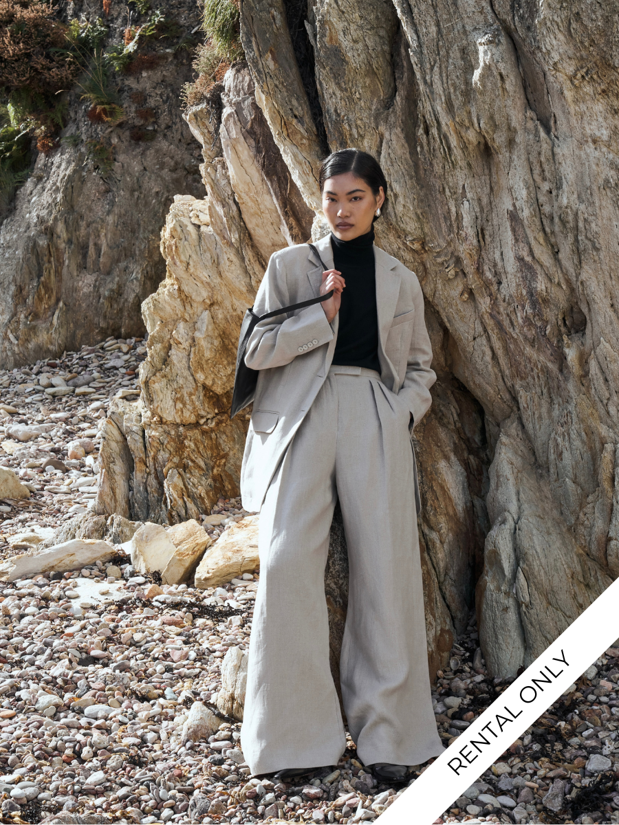 Max Mara Runway Pure Linen Wide Leg Suit - L/UK12 - SYLK