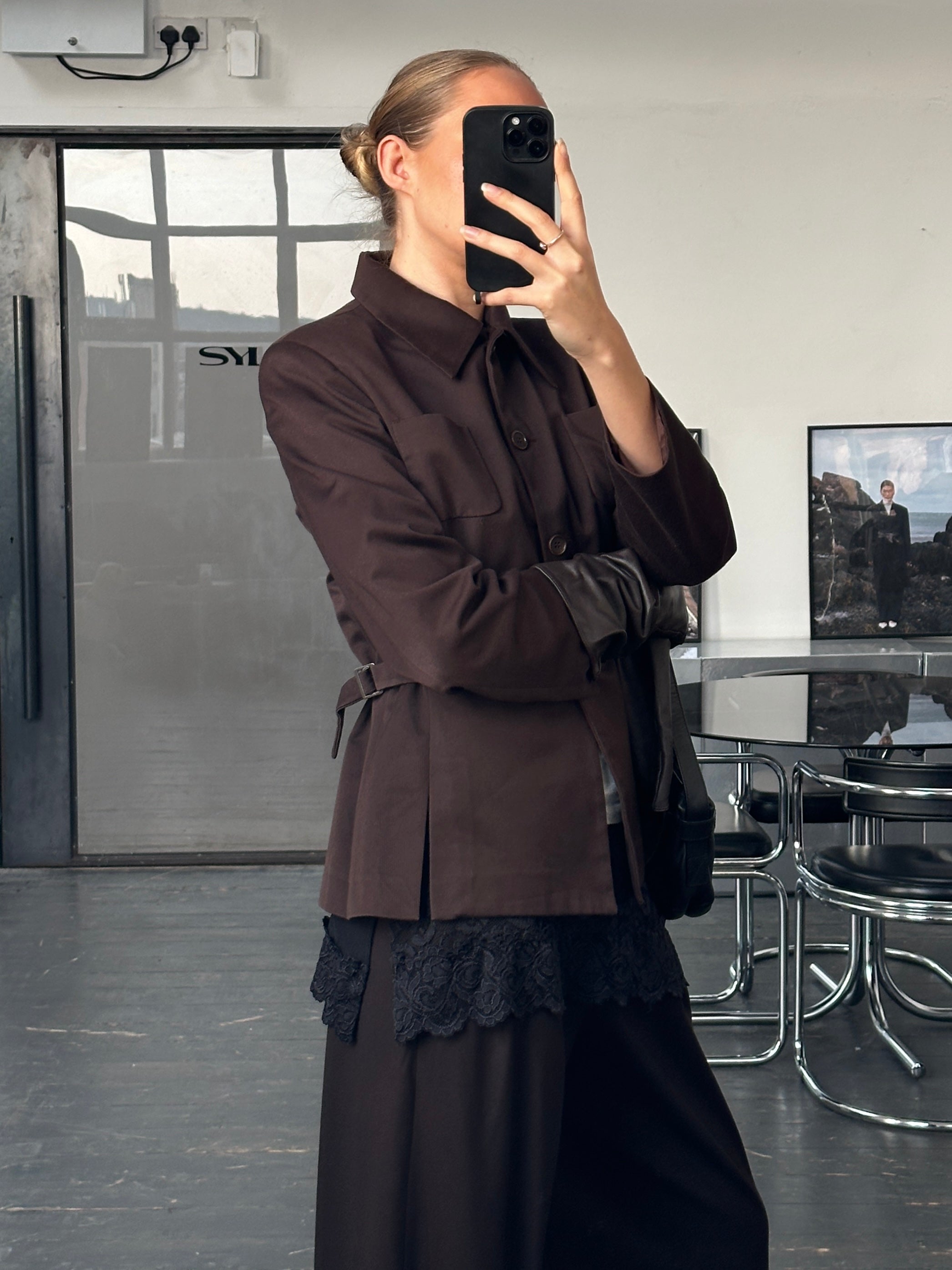 Italian vintage 2000s pure cotton tailored jacket by Vintage, front view showing classic collar and structured fit.