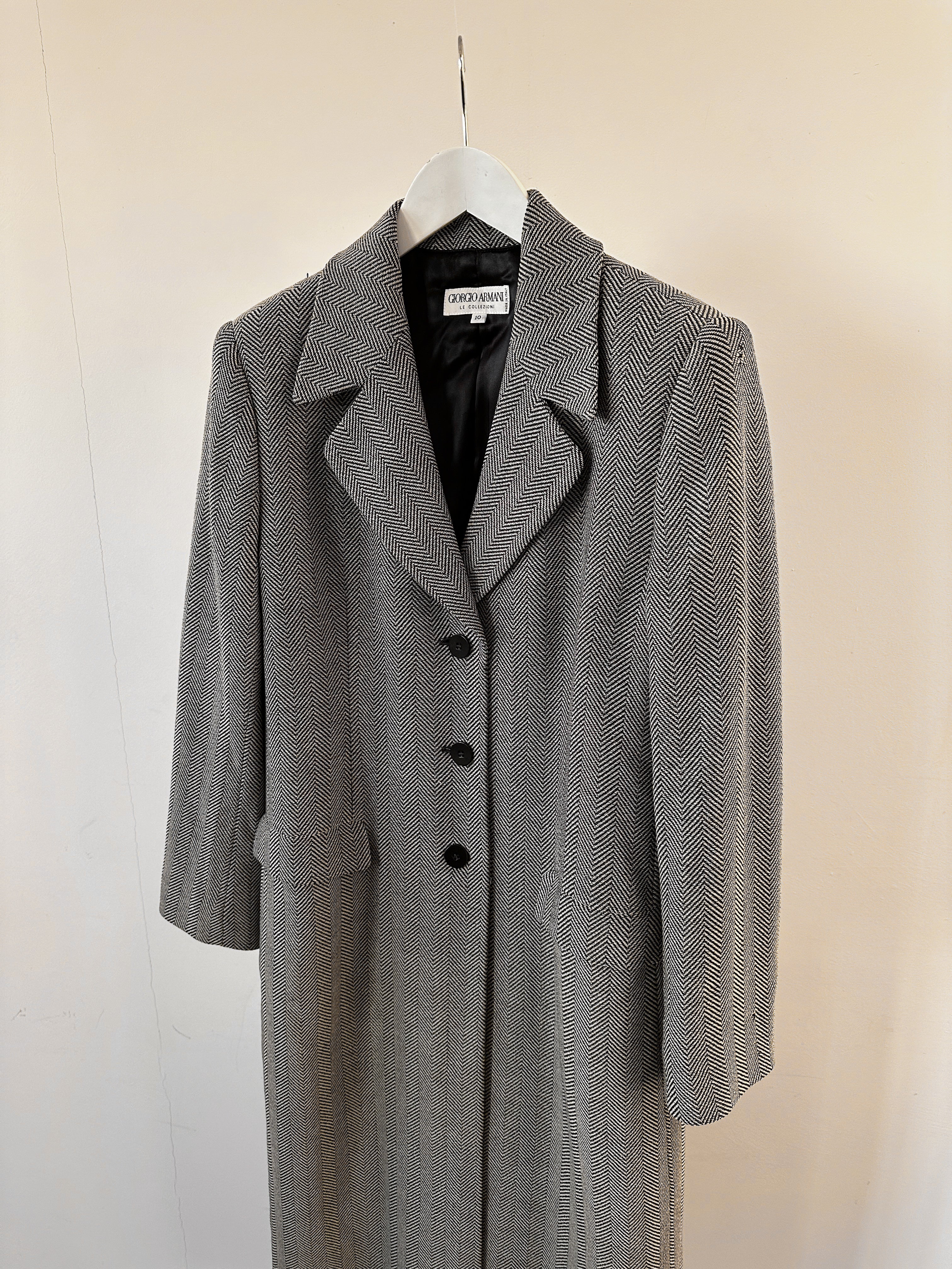 Giorgio Armani Virgin Wool Herringbone Coat - M - SYLK