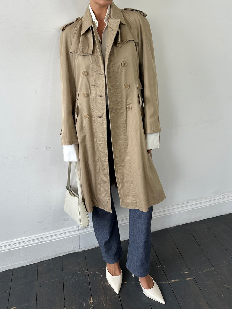 Yves Saint Laurent Pure Cotton Double Breasted Trench Coat - M - SYLK