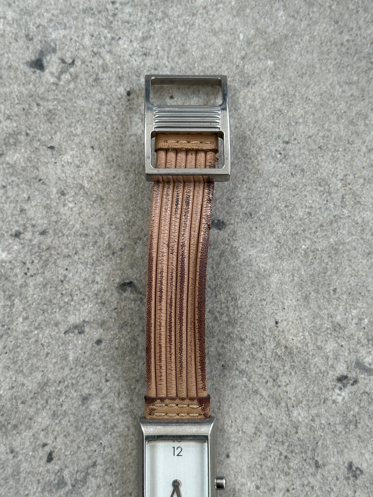 DKNY 2000s Leather Rectangular Quartz Watch