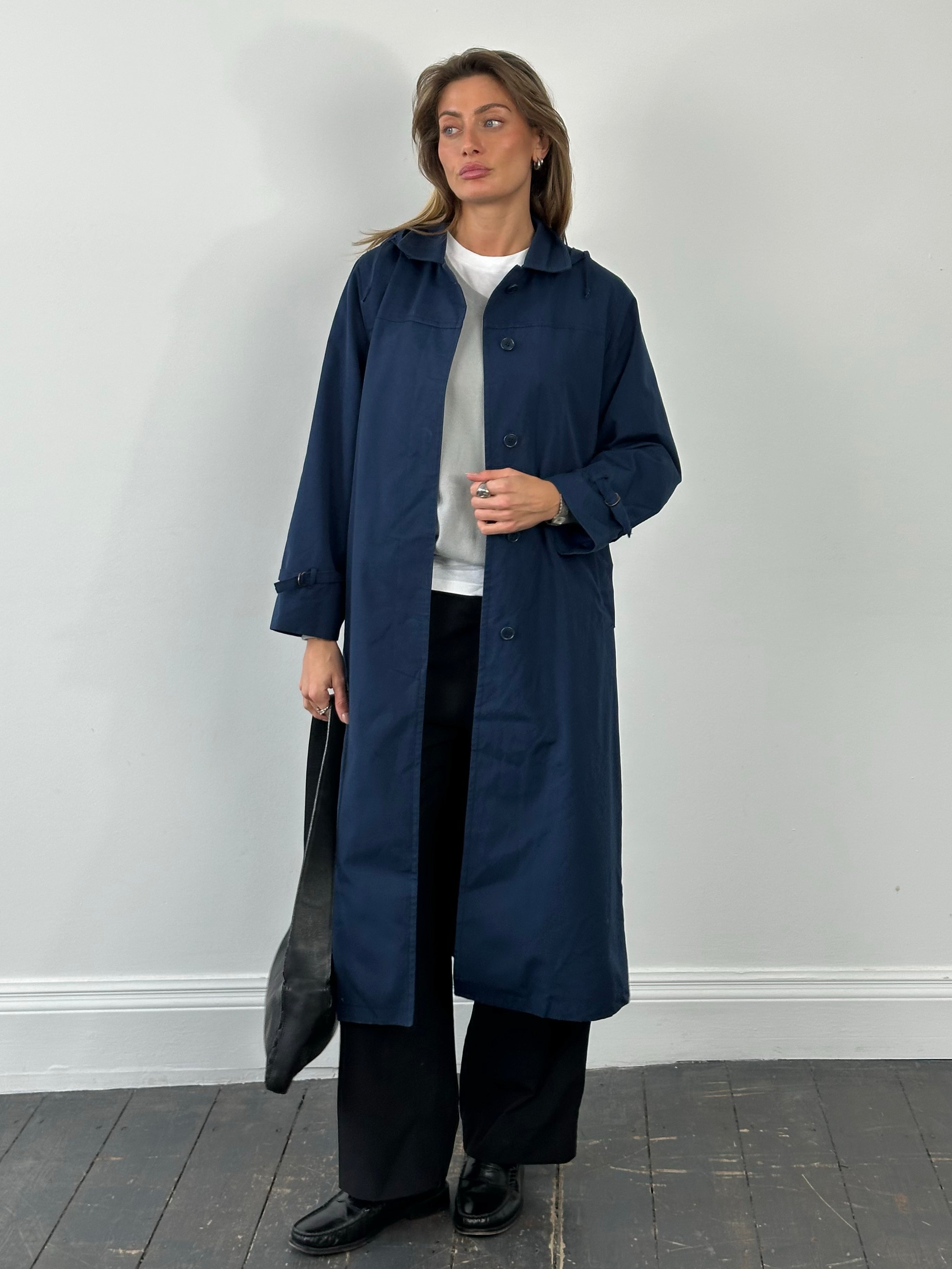 London Fog 1990s Concealed Placket Hooded Trench Trench - S