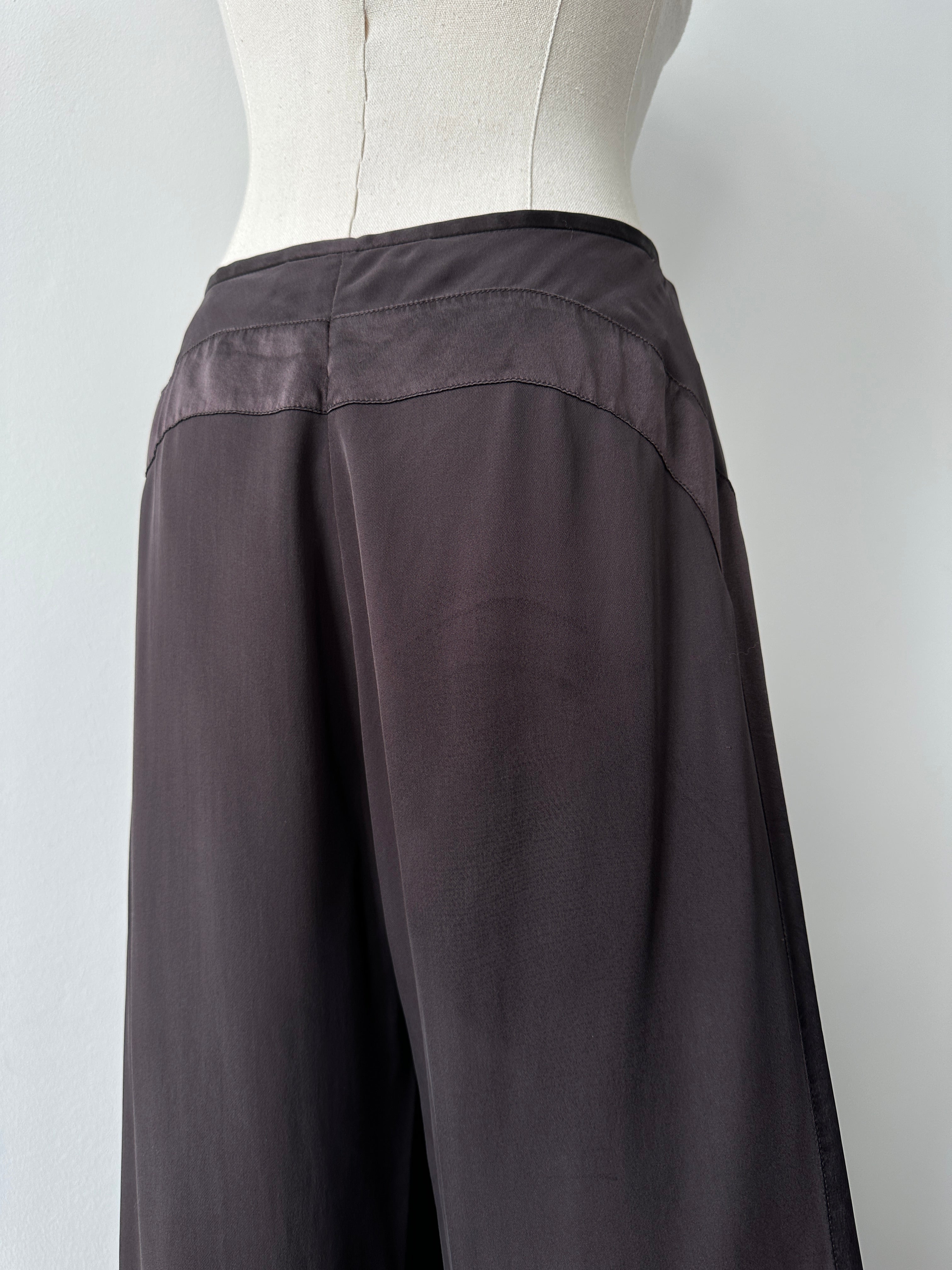 Vintage 2000s Pure Silk Wide Leg Trousers - W28