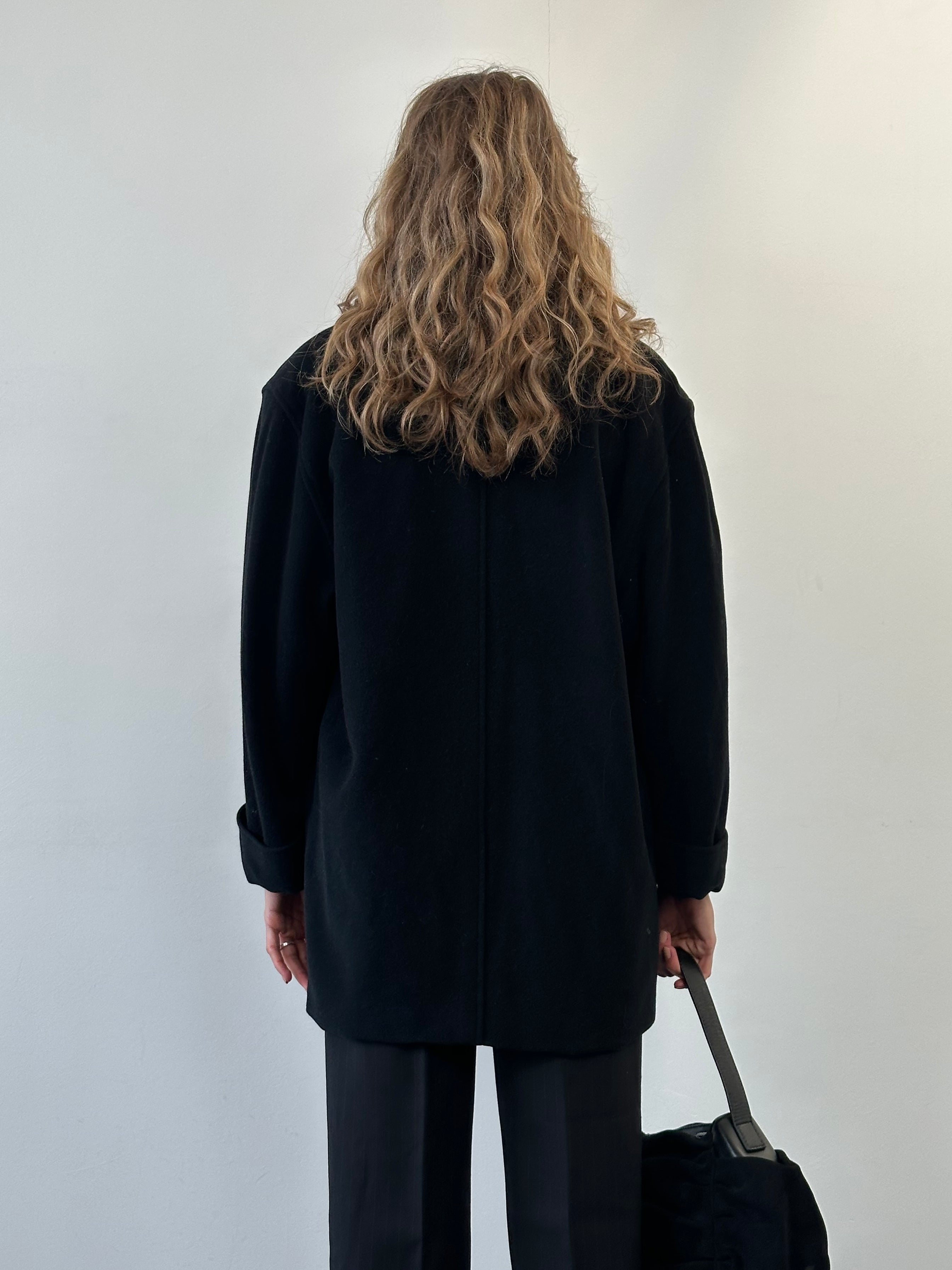 Christian Dior Dior2 1990s pure wool double-breasted coat in size M, featuring classic tailored design and elegant style.