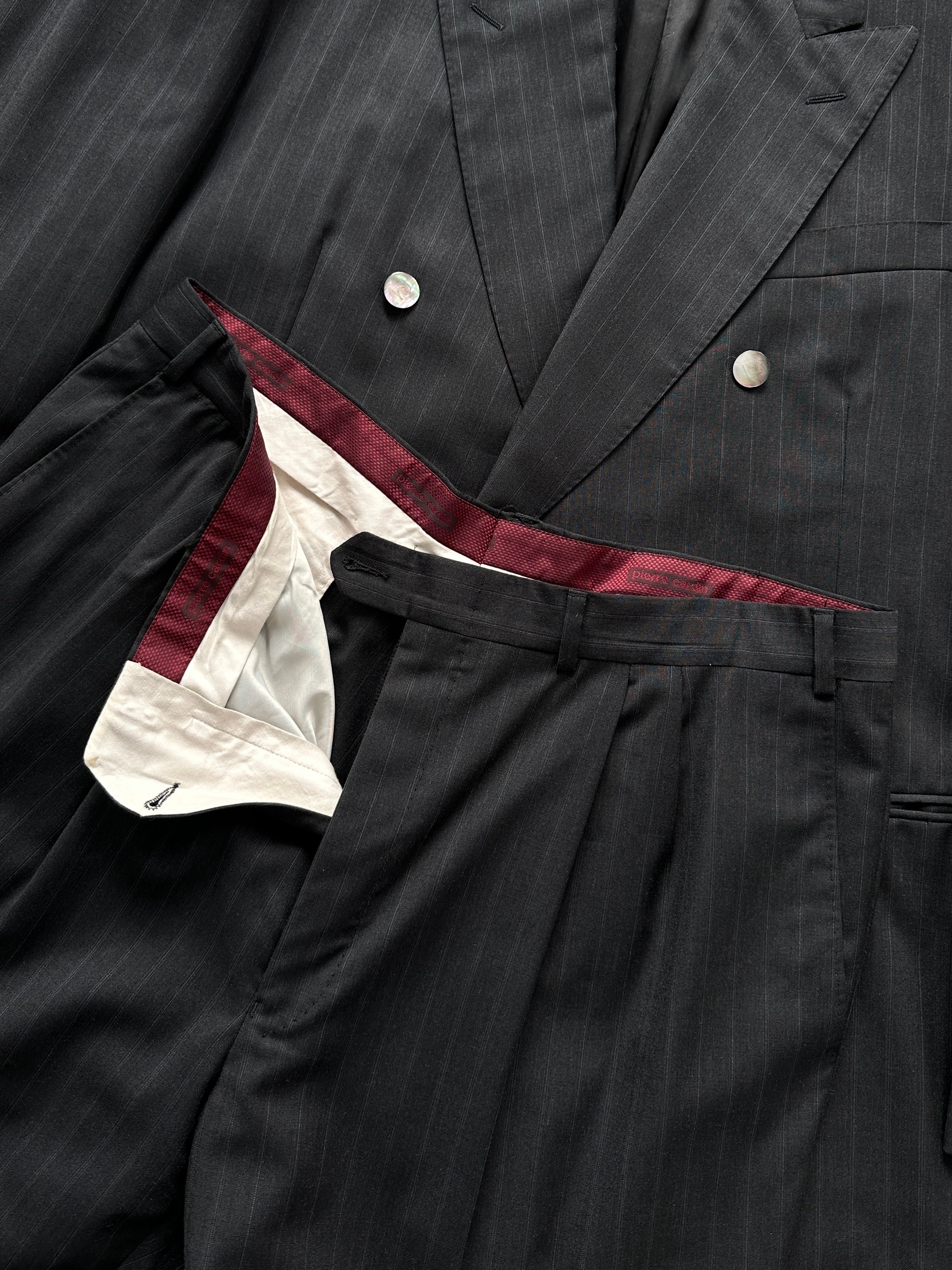 Pierre Cardin Pinstripe Double Breasted Wool Suit - XL - SYLK