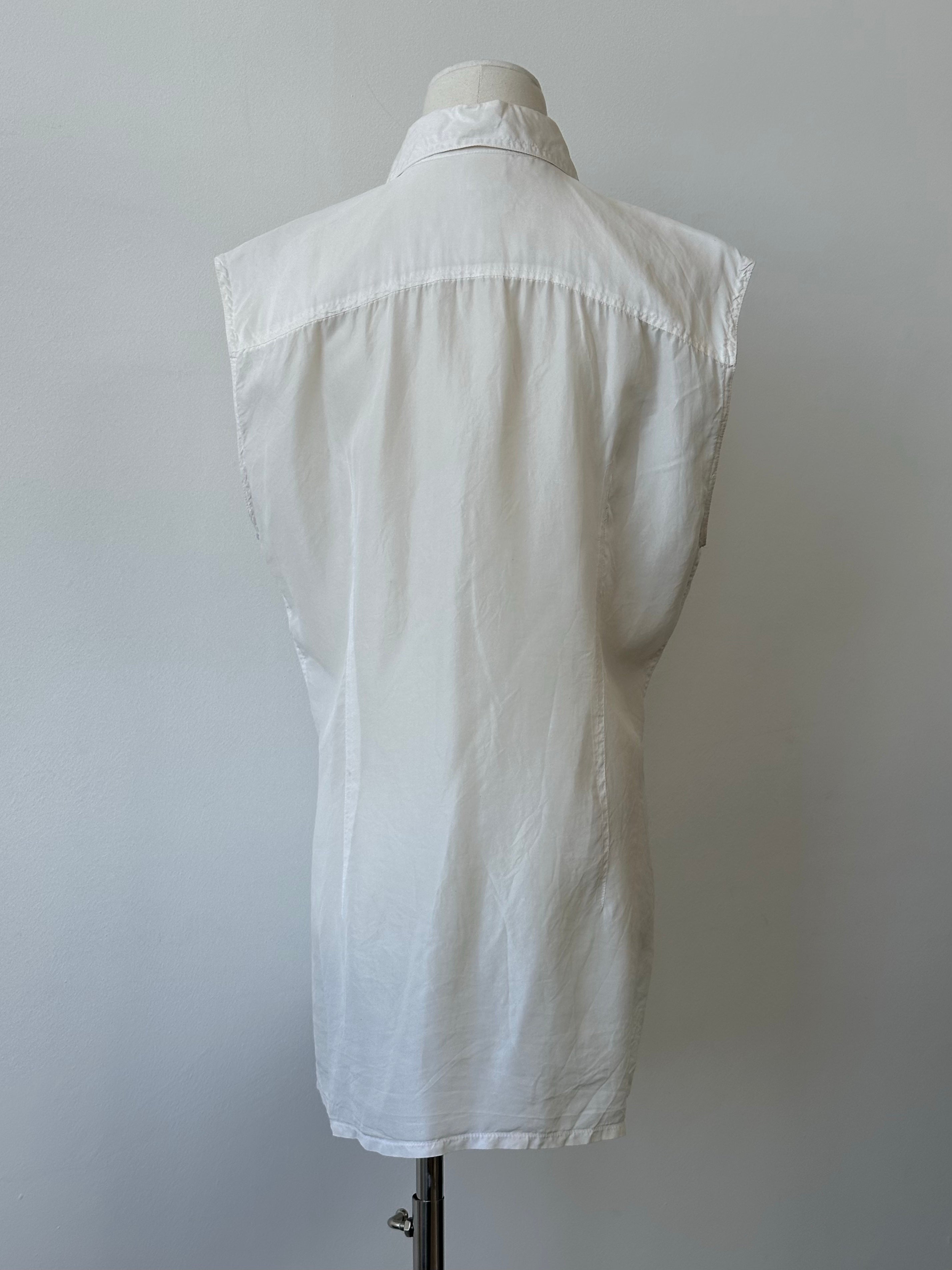 Vintage 1990s Pure Silk Sleeveless Shirt - L