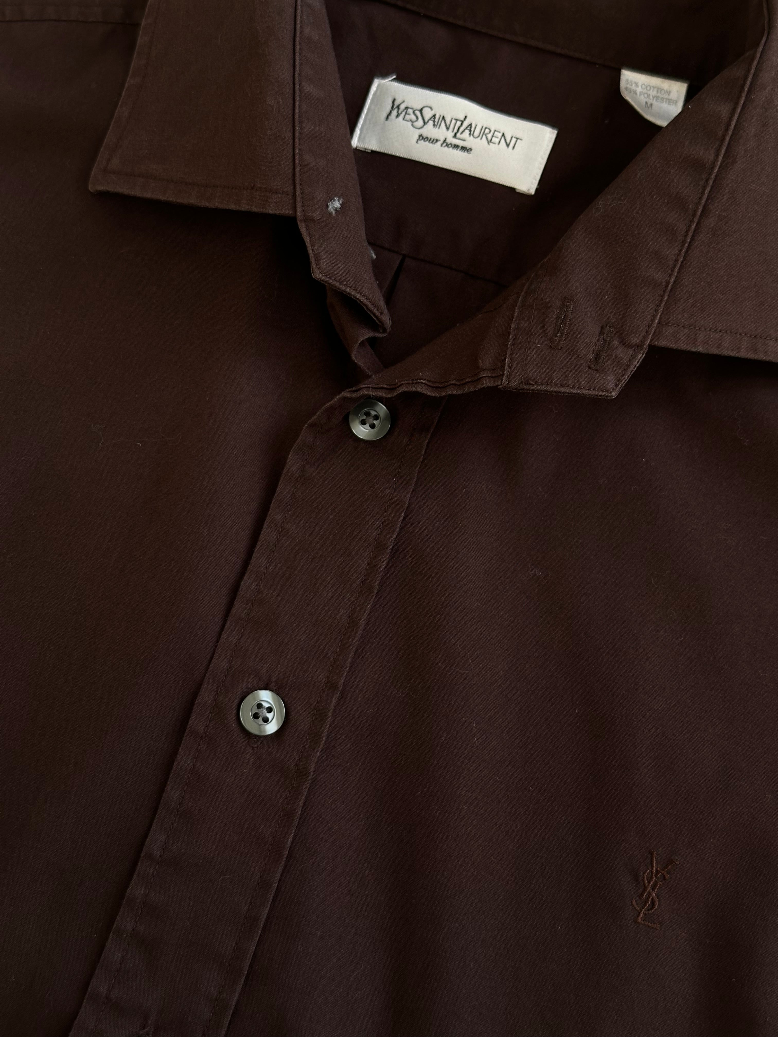 Yves Saint Laurent Pour Homme cotton logo shirt, men's size L, featuring classic design and brand logo on the front.