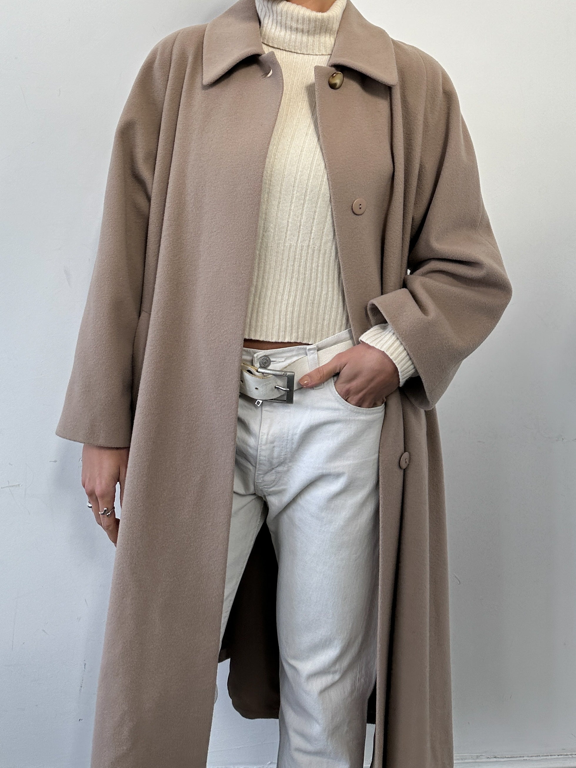 Vintage Wool Cashmere Concealed Placket Coat - M/L - SYLK