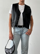 Italian Vintage Smooth Faux Leather Waistcoat - L/XL - SYLK